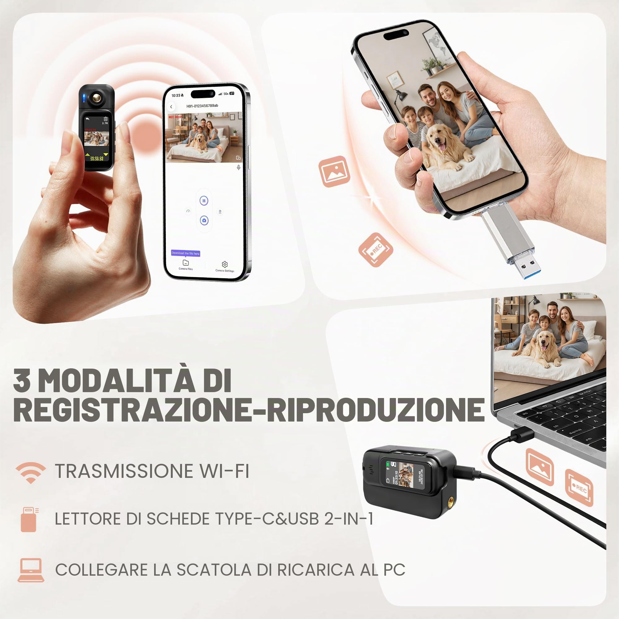 Action Cam,Bodycam 1080P,Mini Action Camera,Telecamera Sportiva Impermeabile 30M,Telecamera portatile,Display Touchscreen da 1,47'' Videocamera da Casco per Motociclista