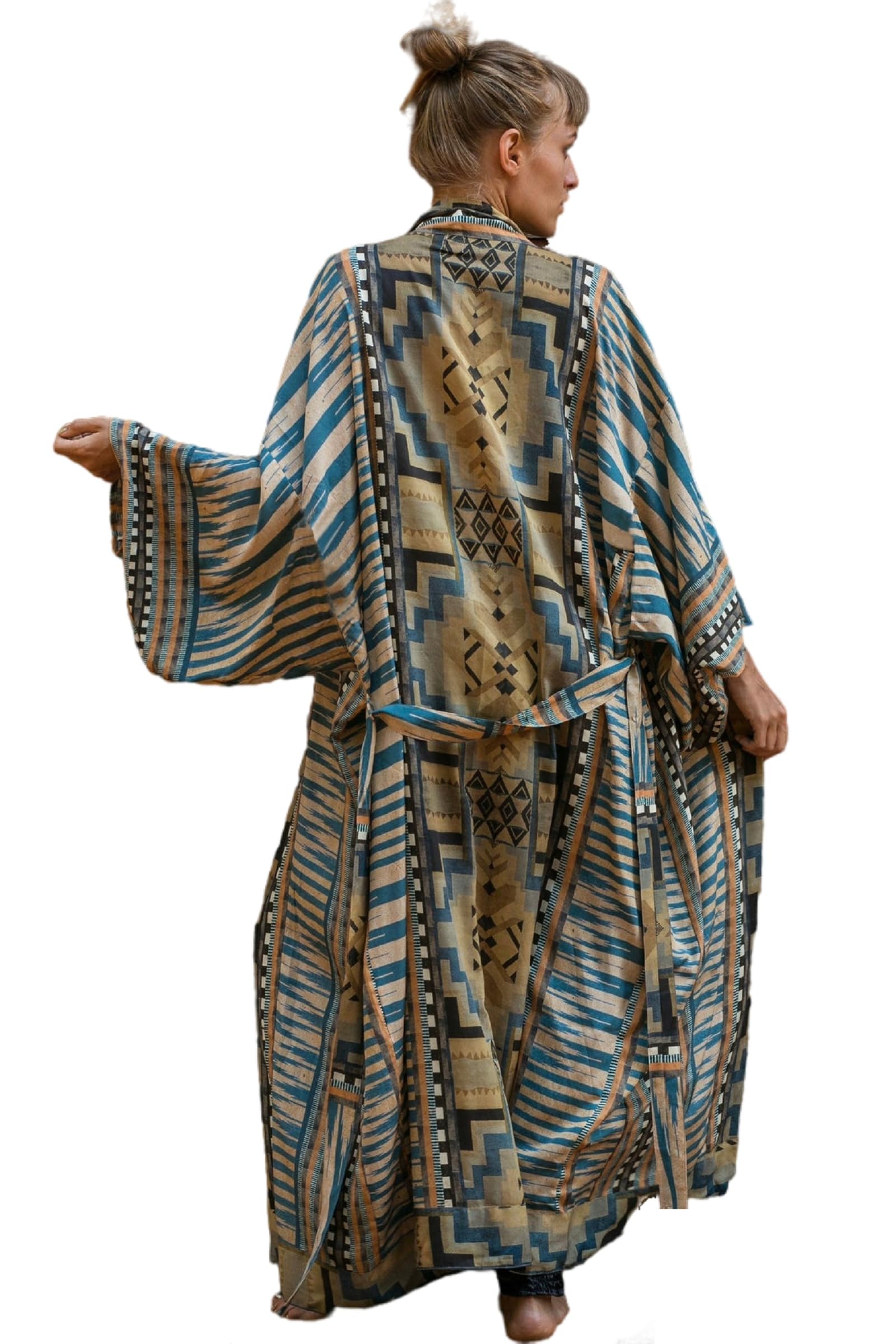 Jarseila Kimono Mujer Cárdigan de Algodón Verano Kaftan con Clase Bohemio Maxi Largo Pareo Boho Tunica Talla Grande Vestido de Playa