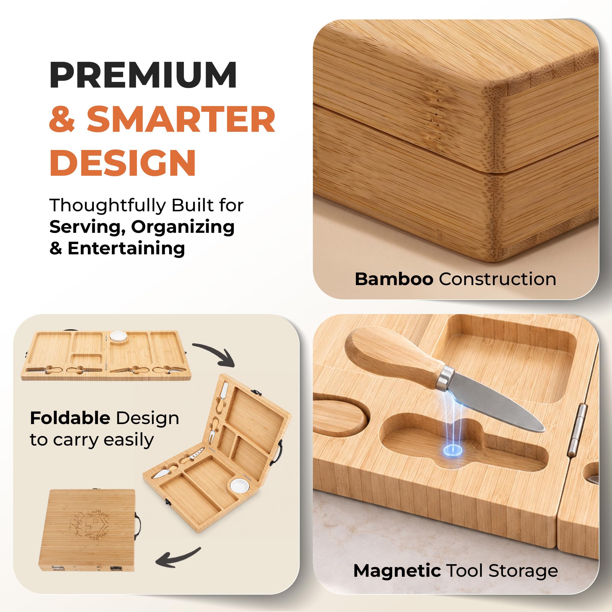 Large Bamboo Charcuterie Board Set -3