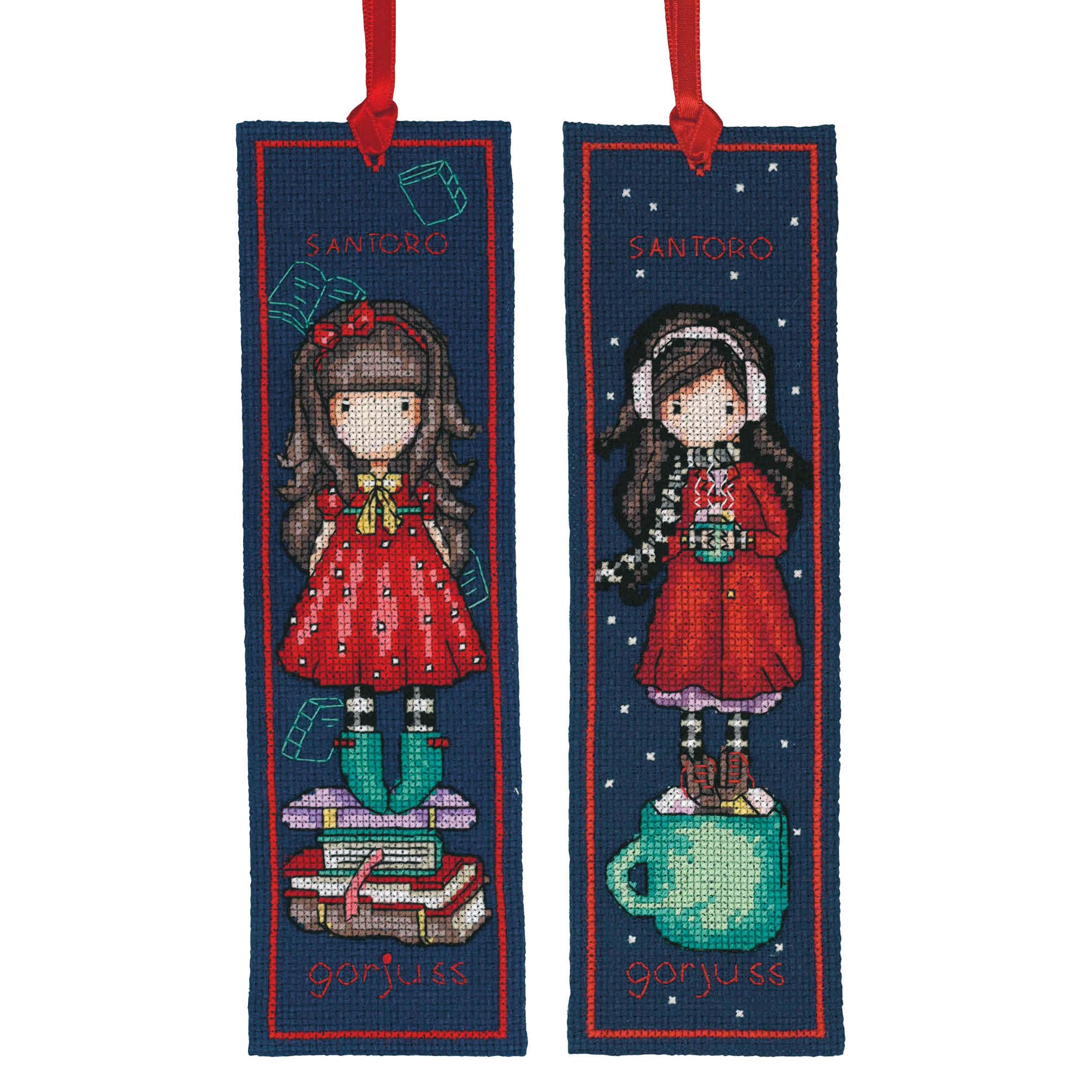 Vervaco Gorjuss Bookmark Kit Set of 2, Fabric, Assorted Colours, Approx. 6 x 20 cm / 2.4 x 8 Inches, Set of 2 Pieces