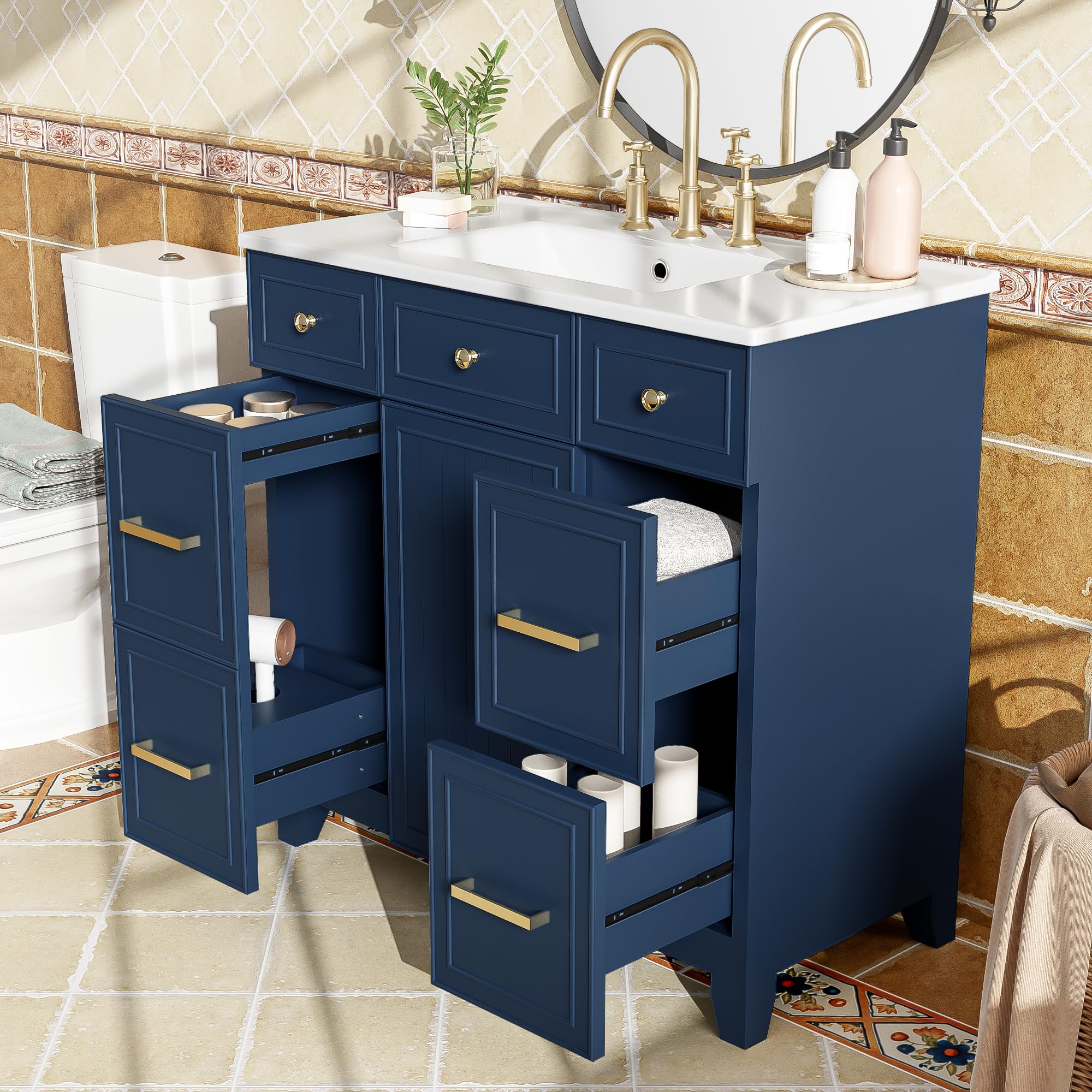 Amazon.com: JIVOIT Bathroom Vanity with Sink Top Combo Set, 36