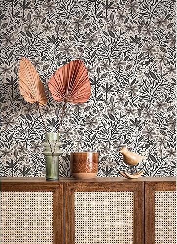 RoomMates RMK12383PLW Cat Coquillette - Papel tapiz de porcelana para jardín, color gris, negro, blanco