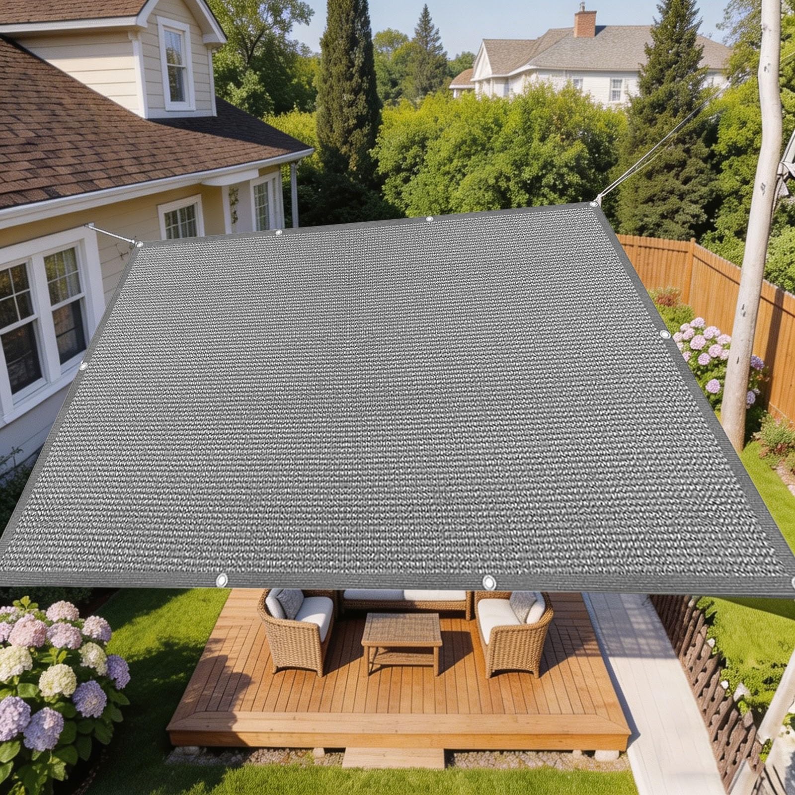 Filet d'ombrage coupe-vent résistant pour réduire la chaleur sur la terrasse 7x8m