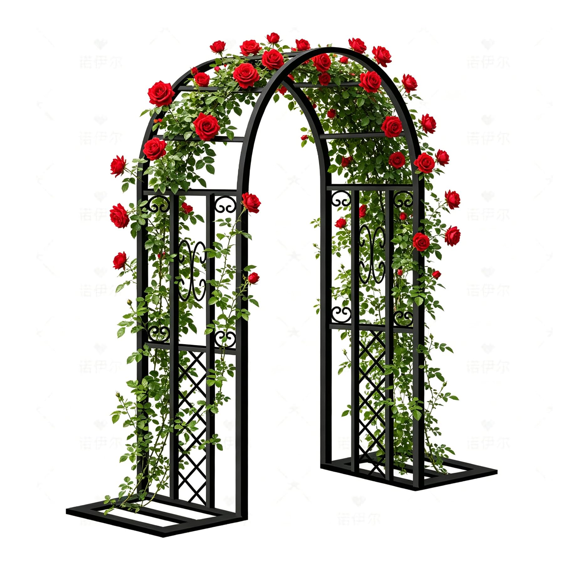Arche à rosiers métal 140x230 cm, Arceau de Jardin autoportant, Treillis et Support pour Plantes grimpantes, pergola déco pour extérieur, terrasse, Mariage et cérémonie (Noir)