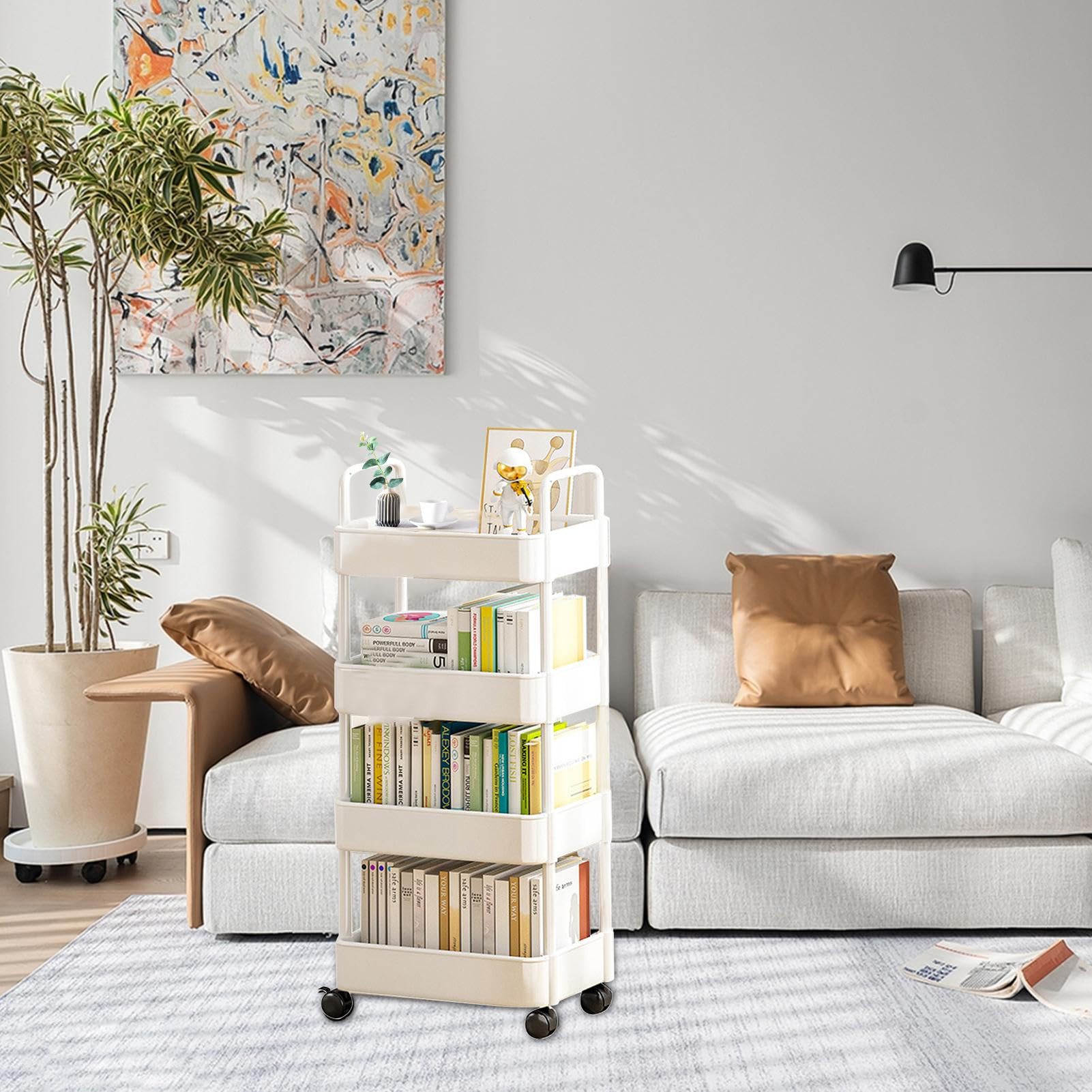Carrello di rotolamento 'organizzatore di utility - Scaffale di stoccaggio | mobile, snack a più livello | 3 Porta laminatoio da 4 con ganci a ruote per la configurazione delle forniture per