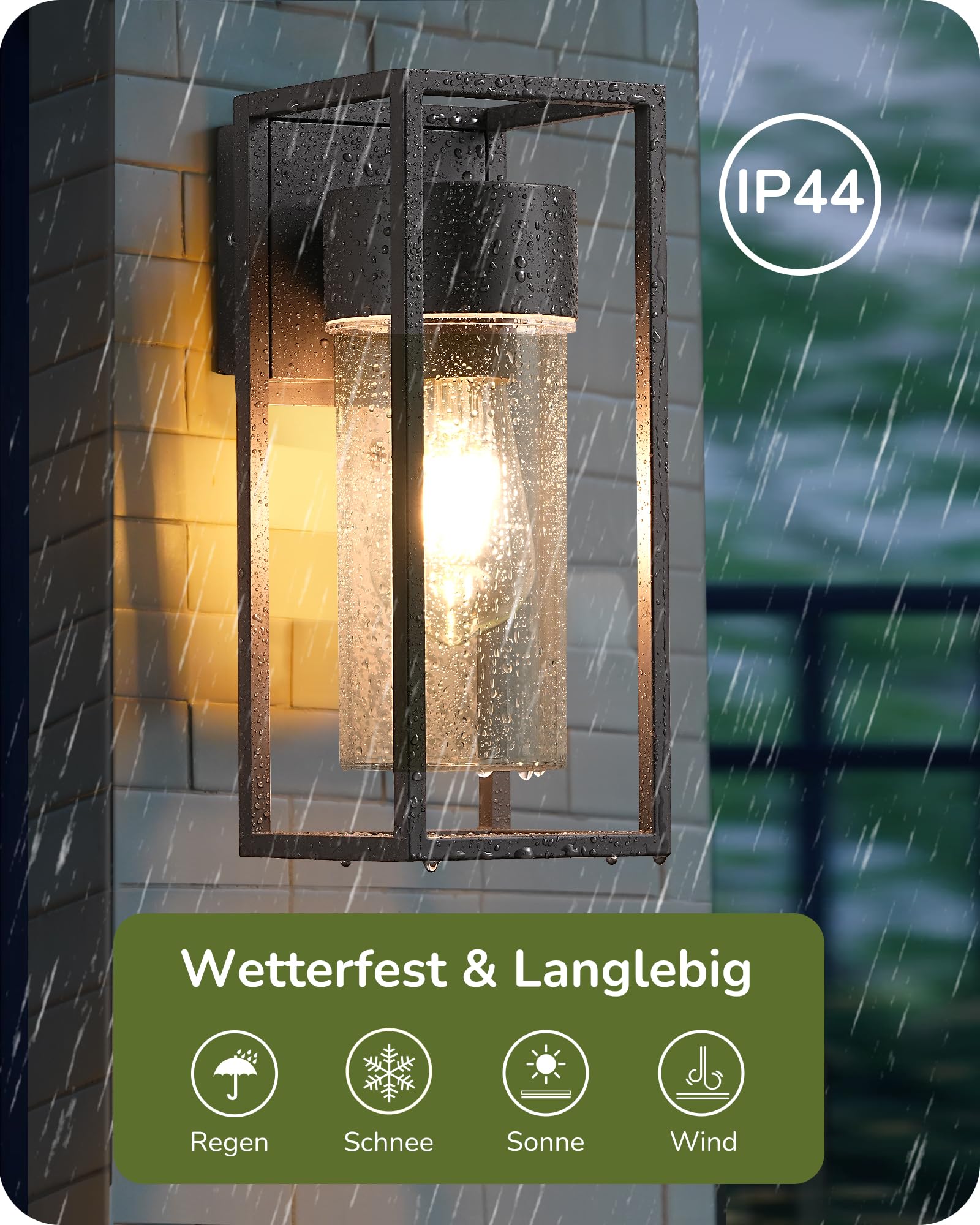EDISHINE Wandleuchte IP44 Wasserdicht Anthrazite, Wandlampe für Außen & Innen, Modern ohne Leuchtmittel