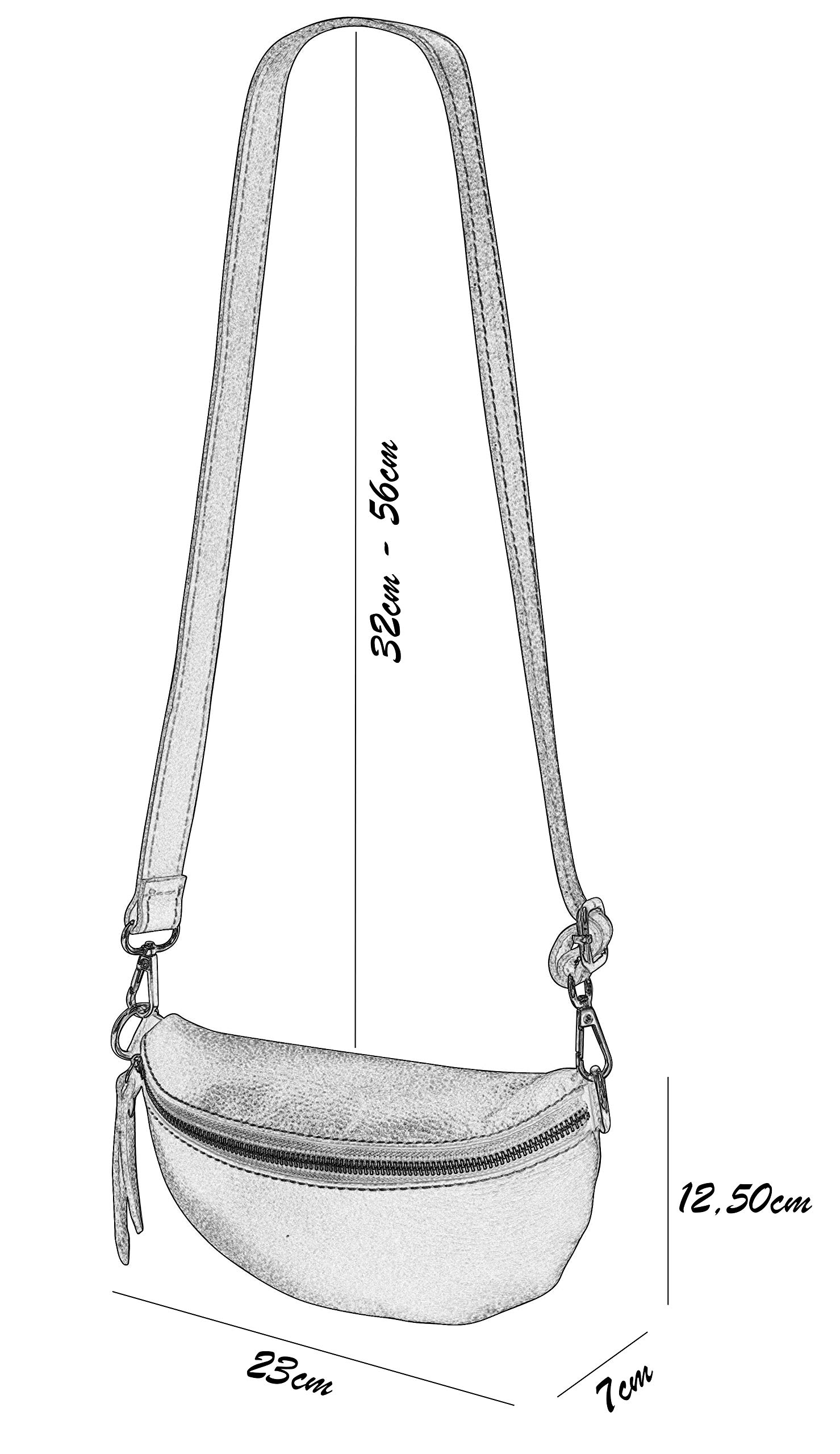 SH Leder ® AVA G292 - Marsupio unisex in vera pelle, per festival, viaggi, marsupio da donna, in pelle, 23 x 12 cm