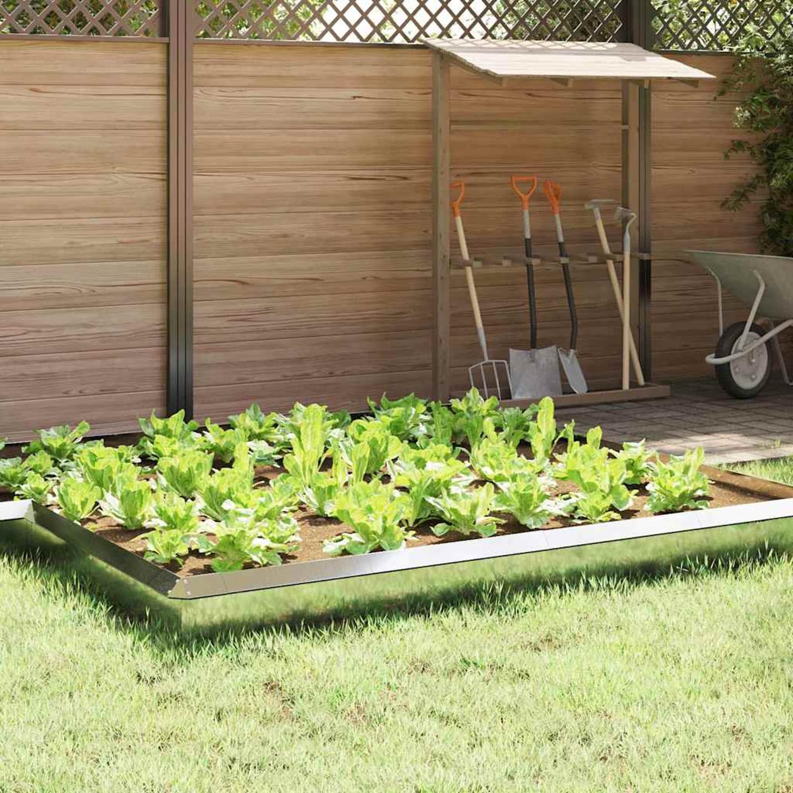 Gecheer Schneckenzaun Silber, 50 x 3,5 x 25 cm, Verzinkter Stahl, für Garten und Terrasse