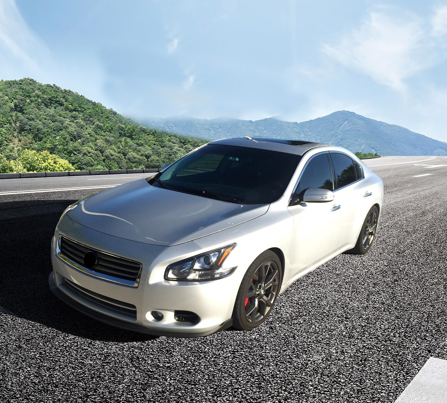 Front Bumper Lip Compatible With 2009-2015 Maxima, MDA Style Black Front Bumper Lip Pu