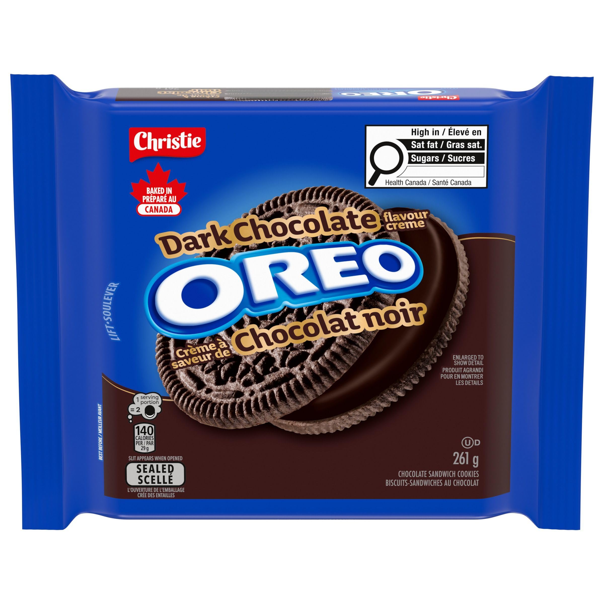 OREO Dark Chocolate Sandwich Cookies, 261 g