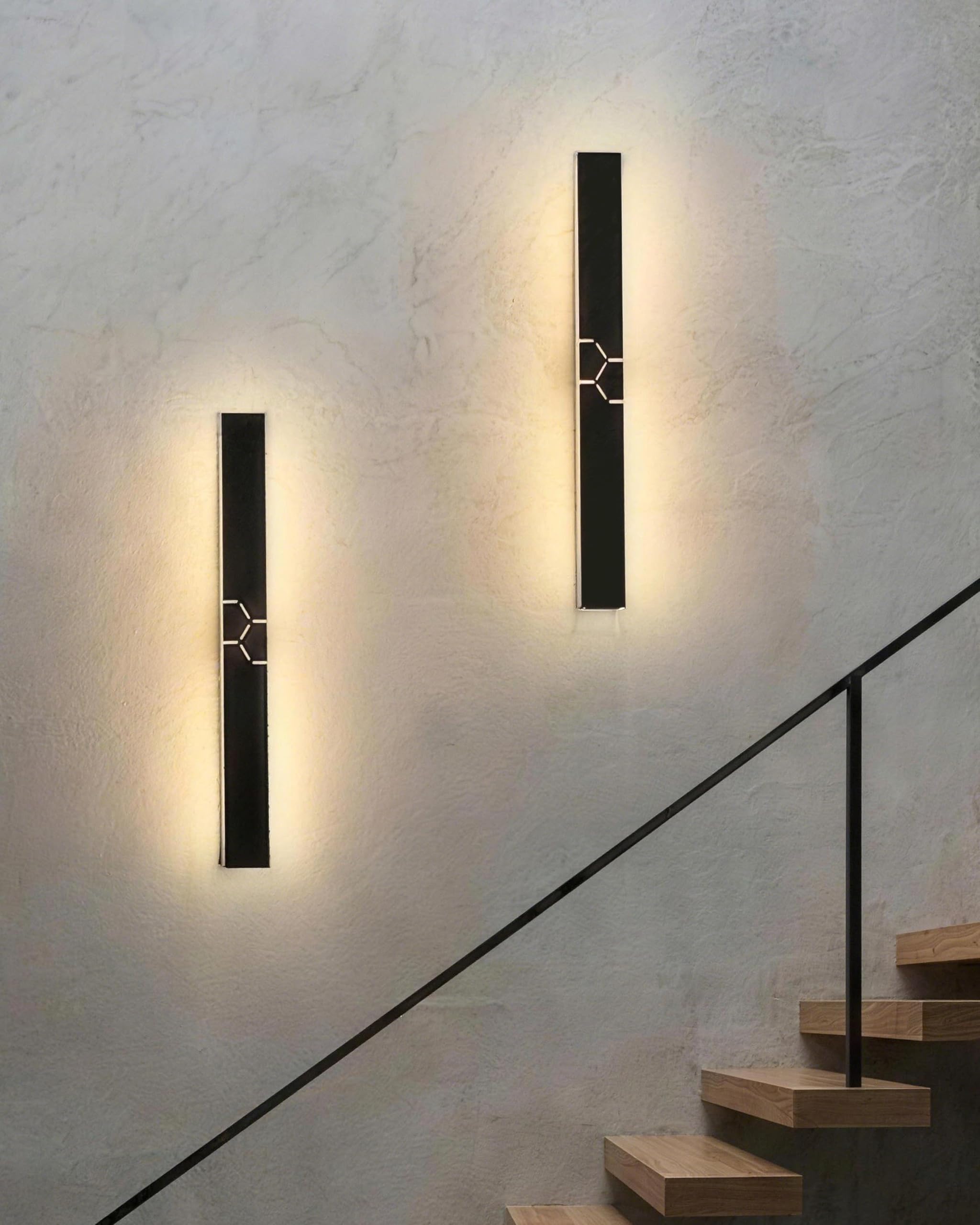 Lange LED Wandleuchte Aussen/Innen Villa Wandlampe, 3000K Wasserdicht IP65 Aluminium Außen LED Lampe Schwarz für Gärten, Terrassen, Schlafzimmer, Wohnzimmer Wandleuchte, 100*8CM/32W Warm Light