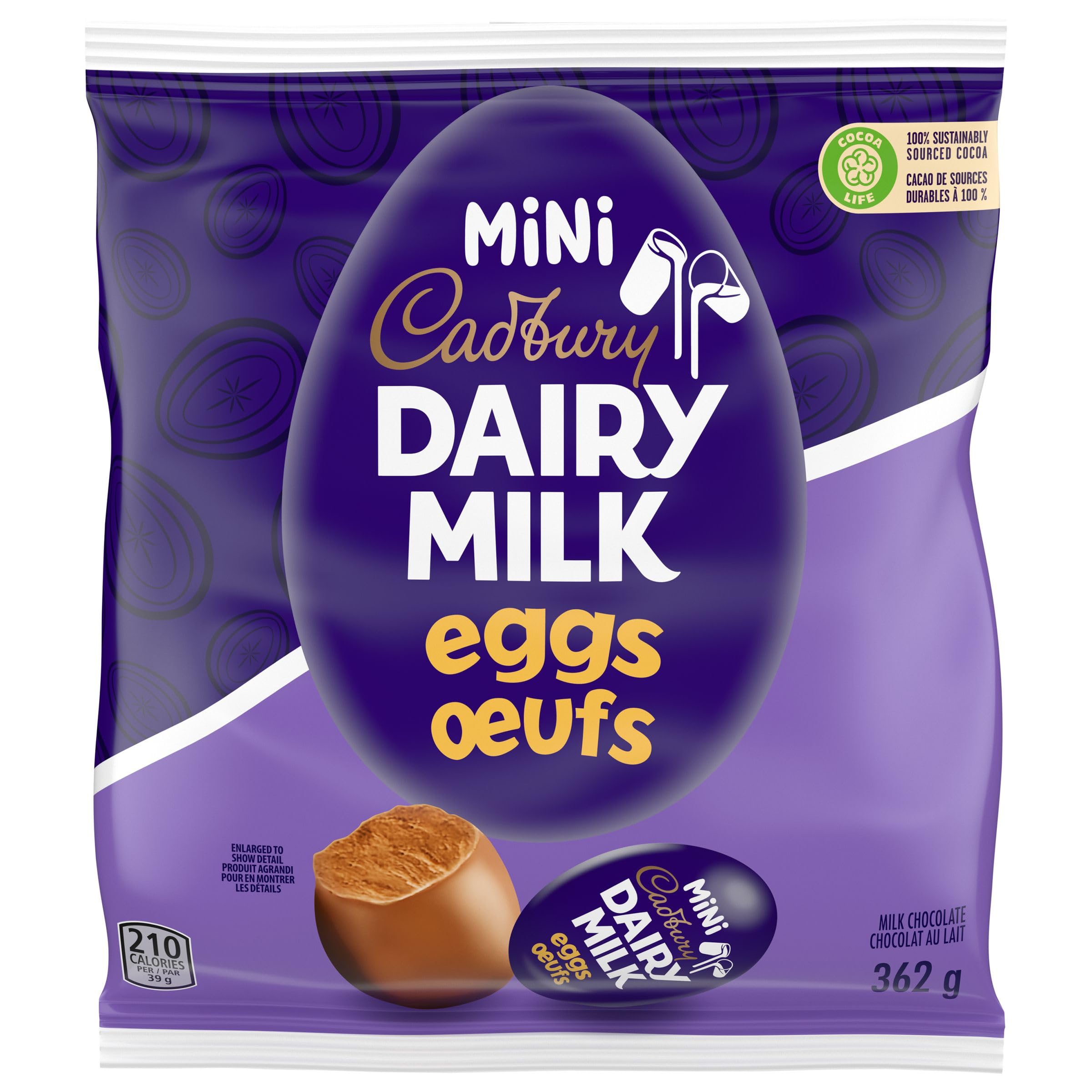 Cabury, Dairy Milk, Mini Solid Easter Chocolate Eggs, Individually Wrapped, 362 g - 1