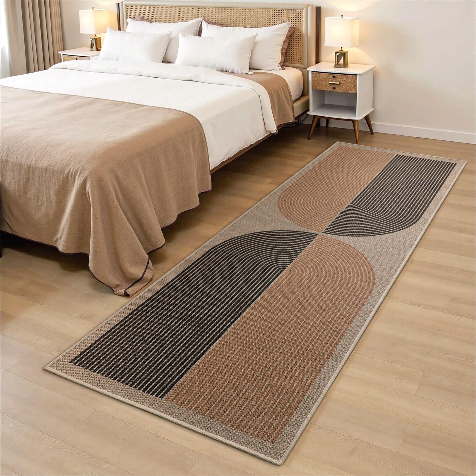 Tappeto a passatoia lungo 80 x 300 cm, effetto iuta, antiscivolo, lavabile, per cucina, corridoio, camera da letto, lavanderia