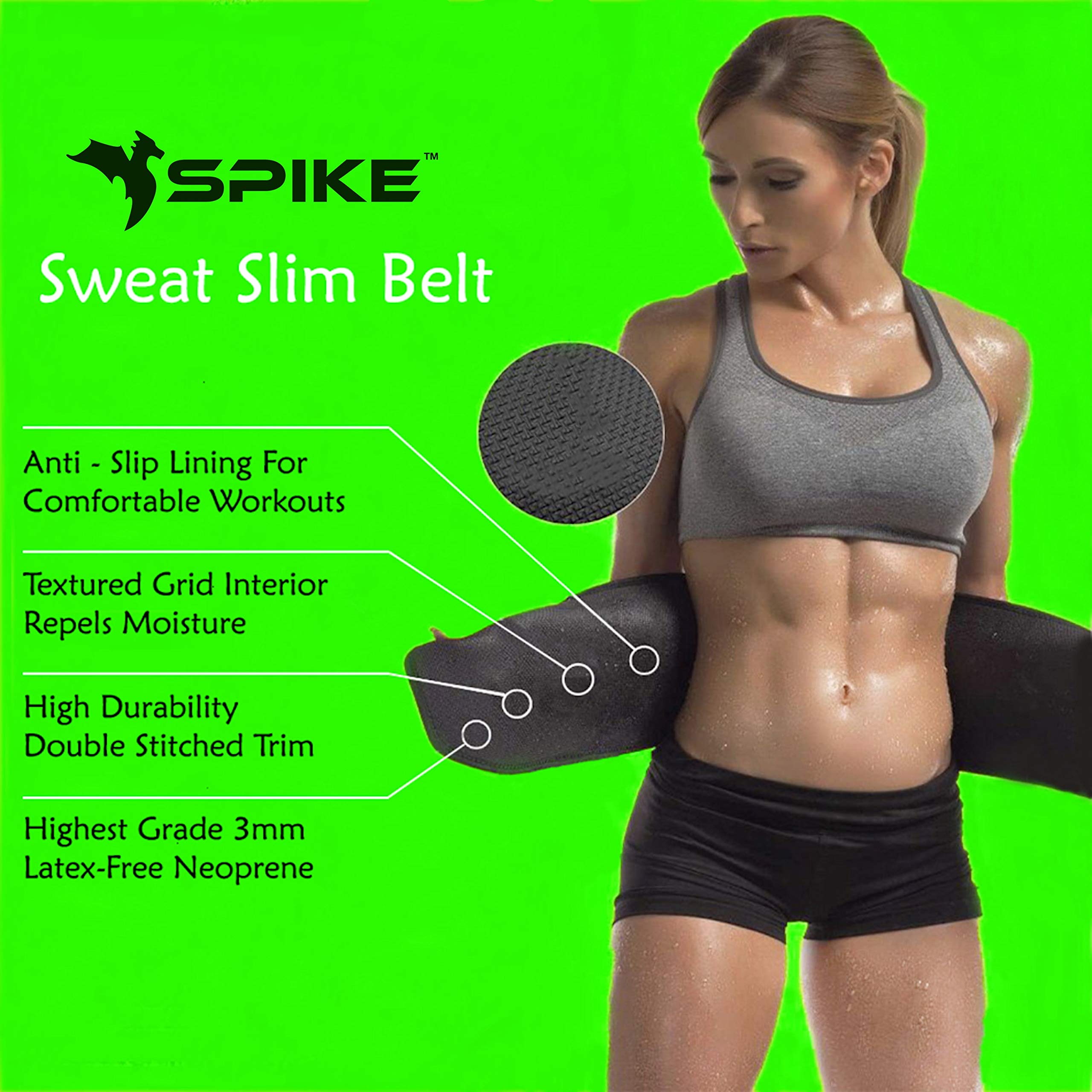 SPIKE Ceinture de sudation fine pour homme et femme - Ceinture amincissante pour le corps - Ceinture de sudation réglable