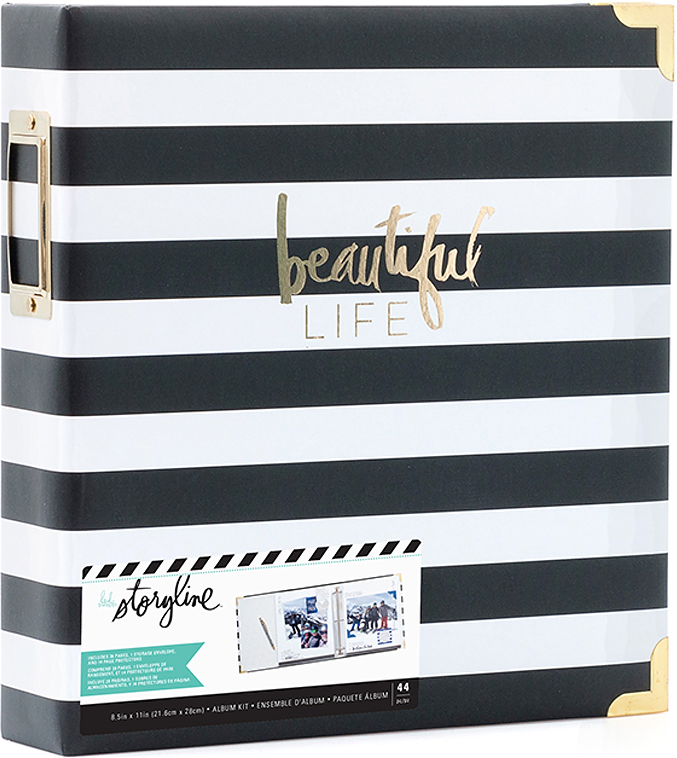 Heidi Swapp314023 Album Storyline-D-Ring-8 x 11-Black Stripe (44 Piece), Multi