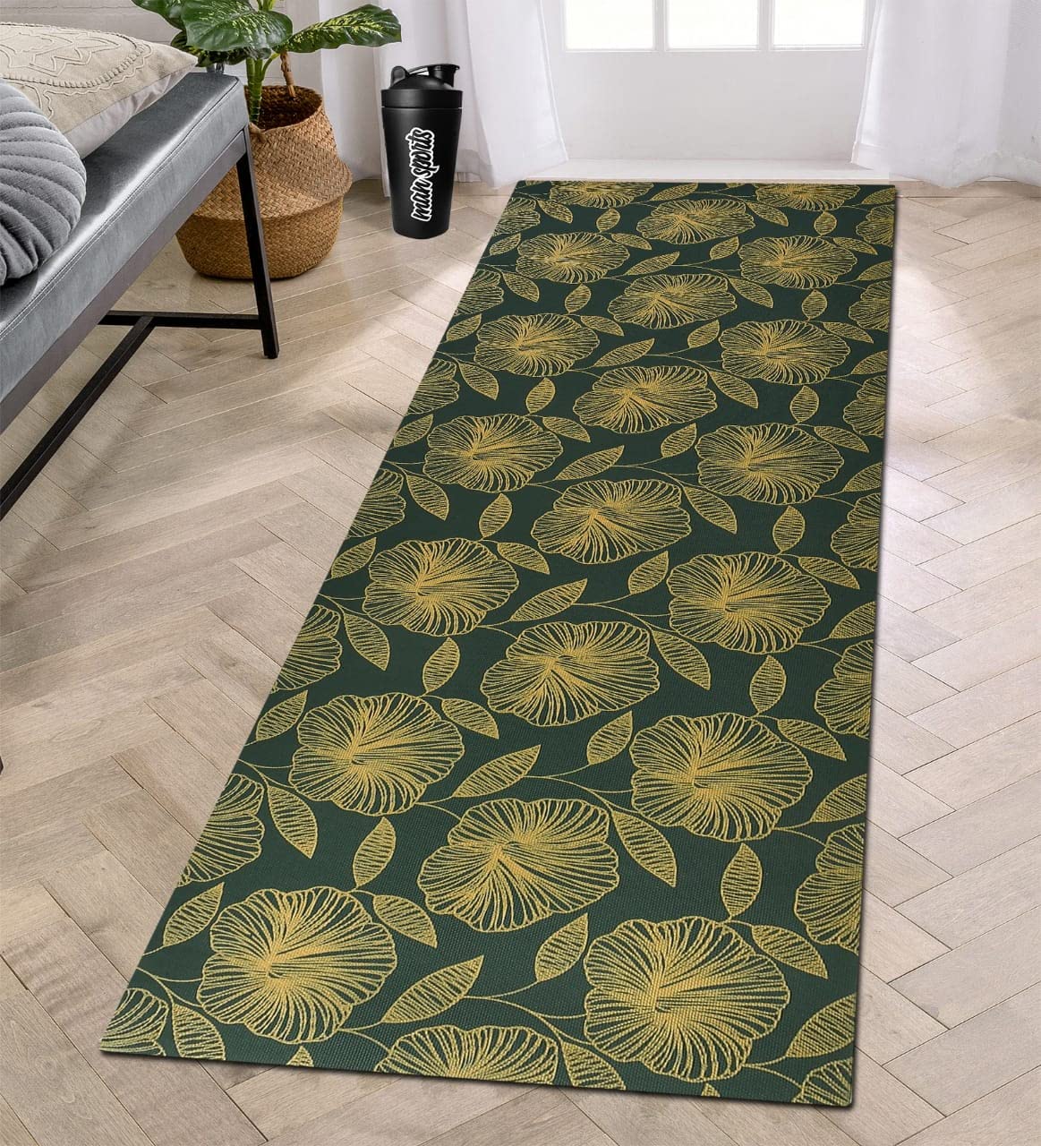 Blenzza Deco™ Anti Skid Eva Indoor Outdoor Men & Women Fitness Gym Workout One Thick Printed Yoga Mat (4mm, Green Flower) (B0C3VMXFZK) Amazon Price History, Amazon Price Tracker
