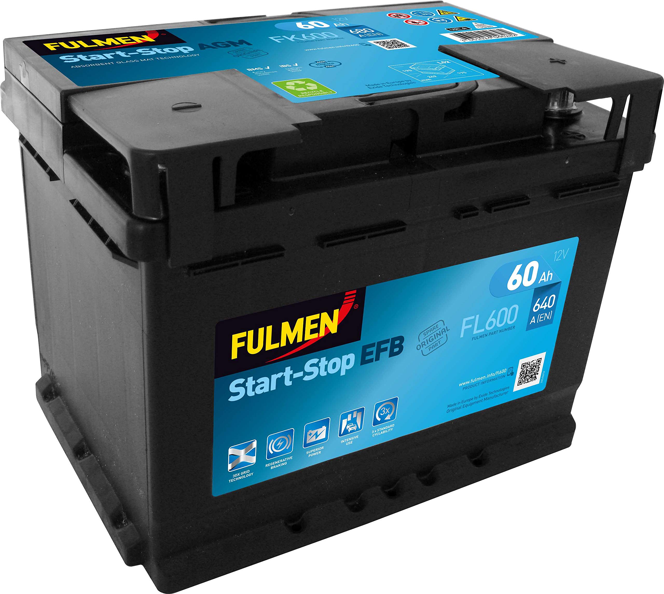 Batterie Fulmen Start-​Stop EFB 60Ah/​640A (FL600)