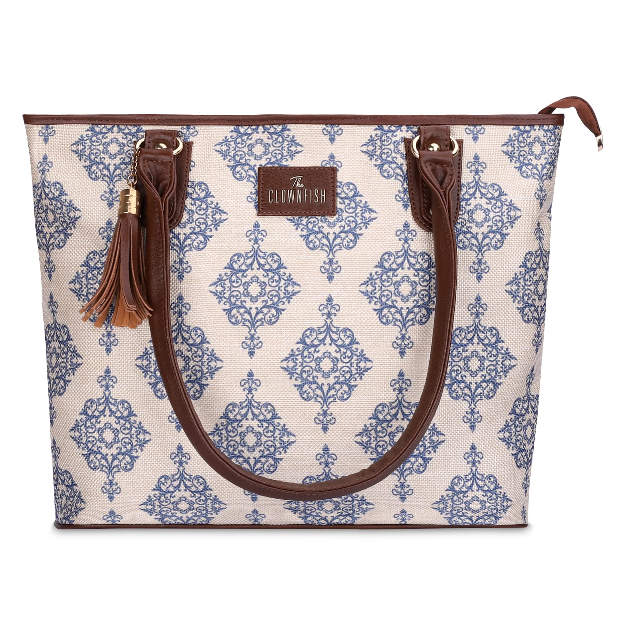 The Clownfish Percy Printed Handicraft Fabric Handbag for Women Office Bag Ladies Shoulder Bag Tote for Women College Girls (Off White) (B09PNL48YP) Amazon Price History, Amazon Price Tracker