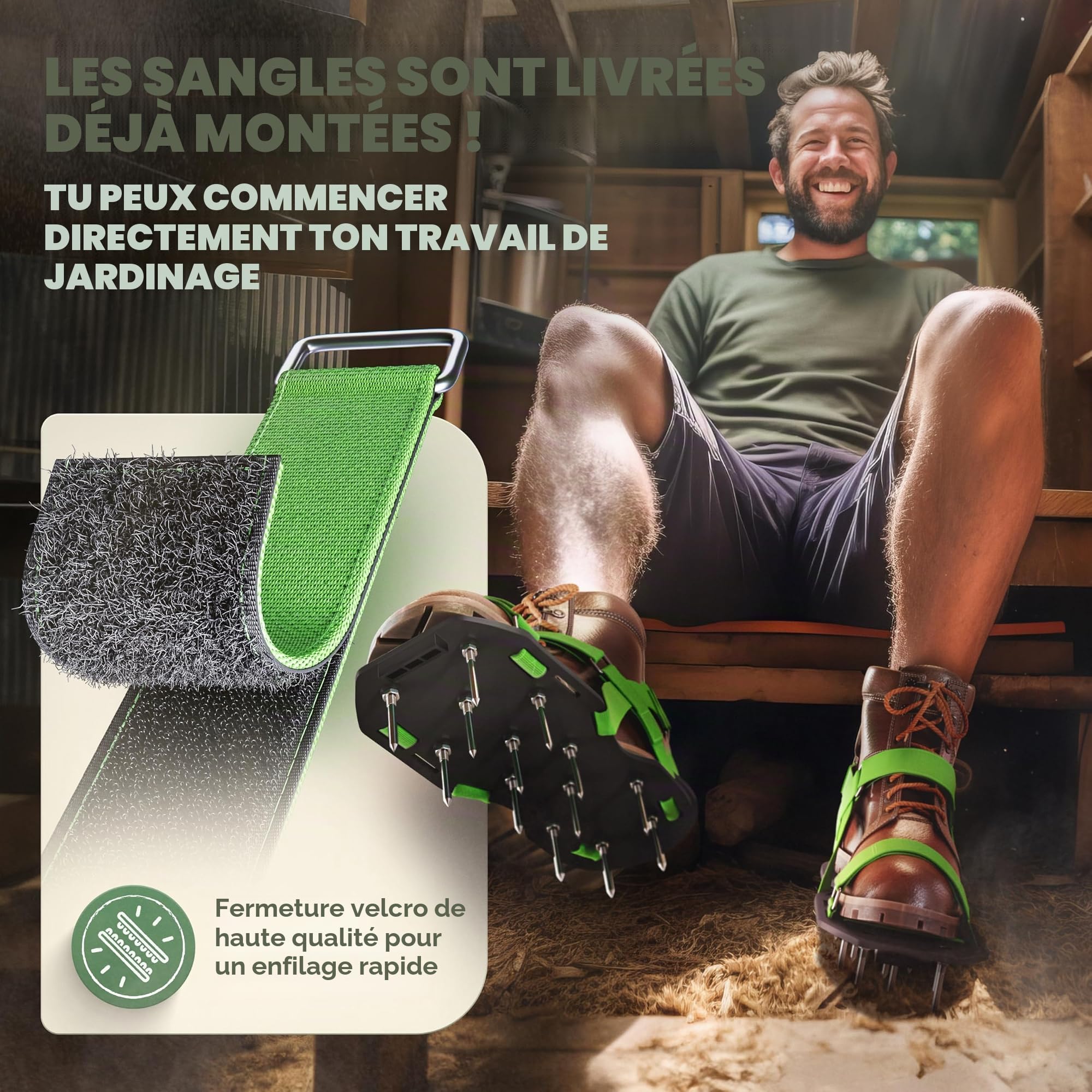 LAINFELD Chaussures à clous avec fermeture | Aérateur de pelouse + chaussures de chape | Scarificateur pour pelouse aérer les chaussures de jardin.