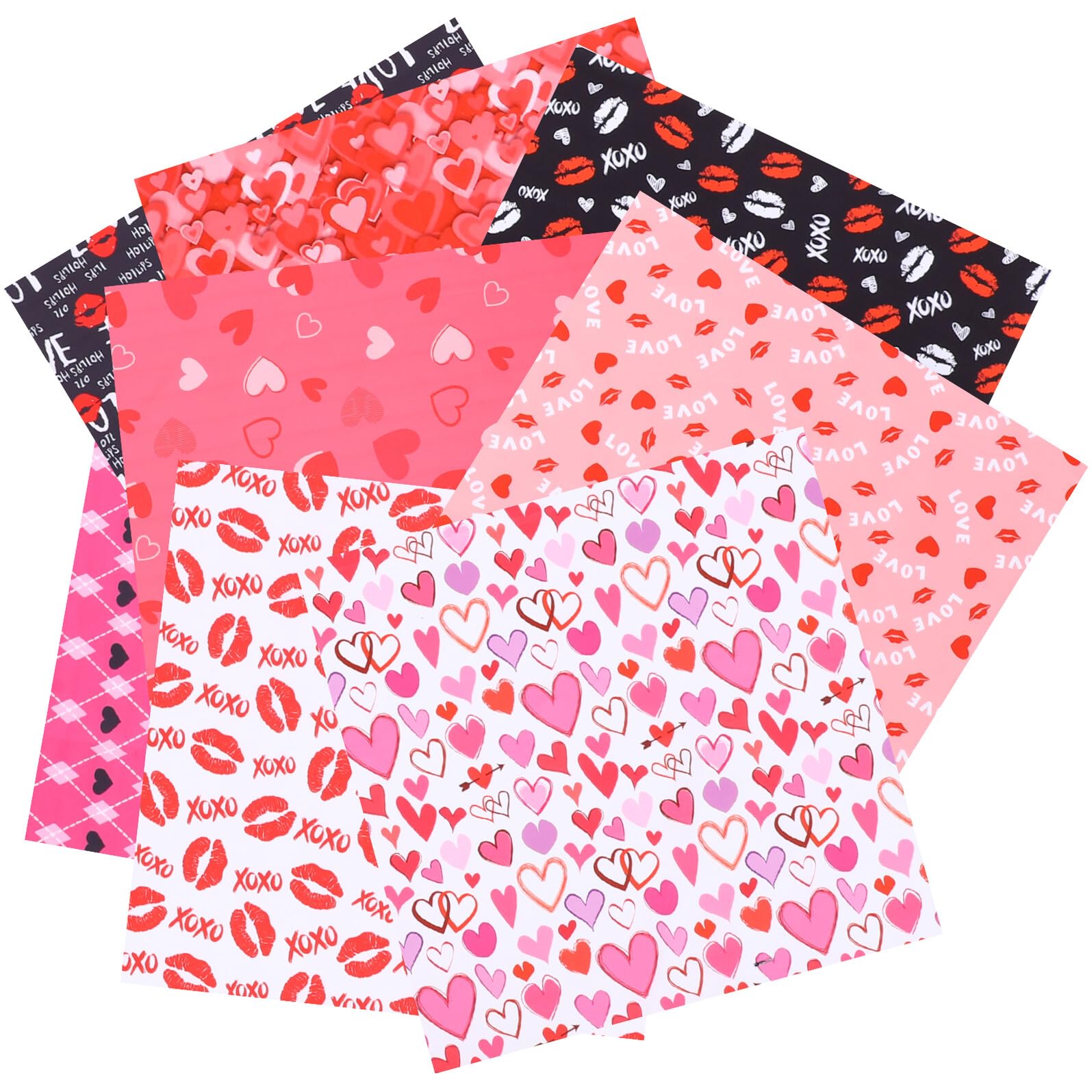Tela Patchwork de Algodón para Manualidades Estampado de Corazones, 8 Piezas 50x50 Cm, DIY para Costura y Acolchado, Decoración San Valentín para Aficionados al Bricolaje