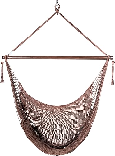 Miniatura 2 de Larga silla hamaca grande caribeña con reposapiés,48pulgadas,poliéster, silla decolgar., Mocha