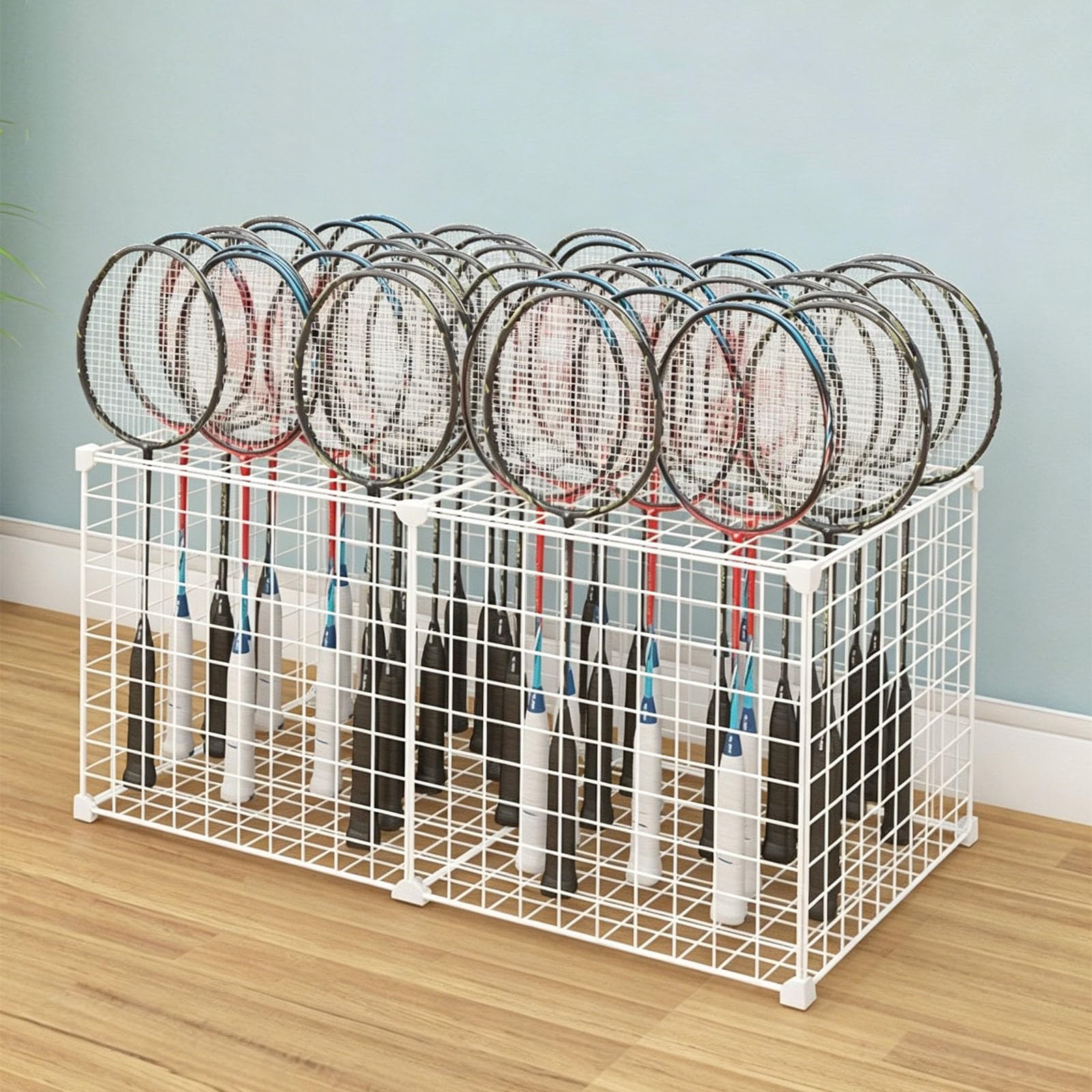 Supporto per Racchette da Tennis, Organizer a Grande capacità per Racchette da Tennis e Badminton, rastrelliera antiruggine per Attrezzatura Sportiva (casa, Palestra, Campo)