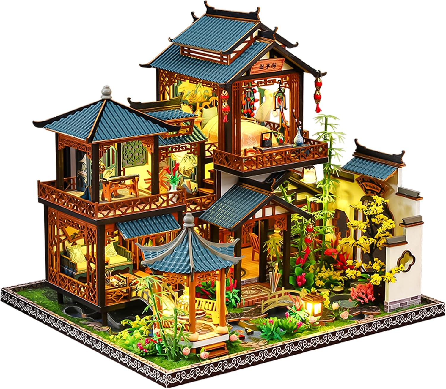 Spilay DIY Dollhouse Miniature with Wooden Furniture,DIY Dollhouse Kit Big Japanese Courtyard Model with LED & Music Box,1:24 Scale Creative Room Gift Idea for Adult Friend Lover (Yaquan Courtyard)