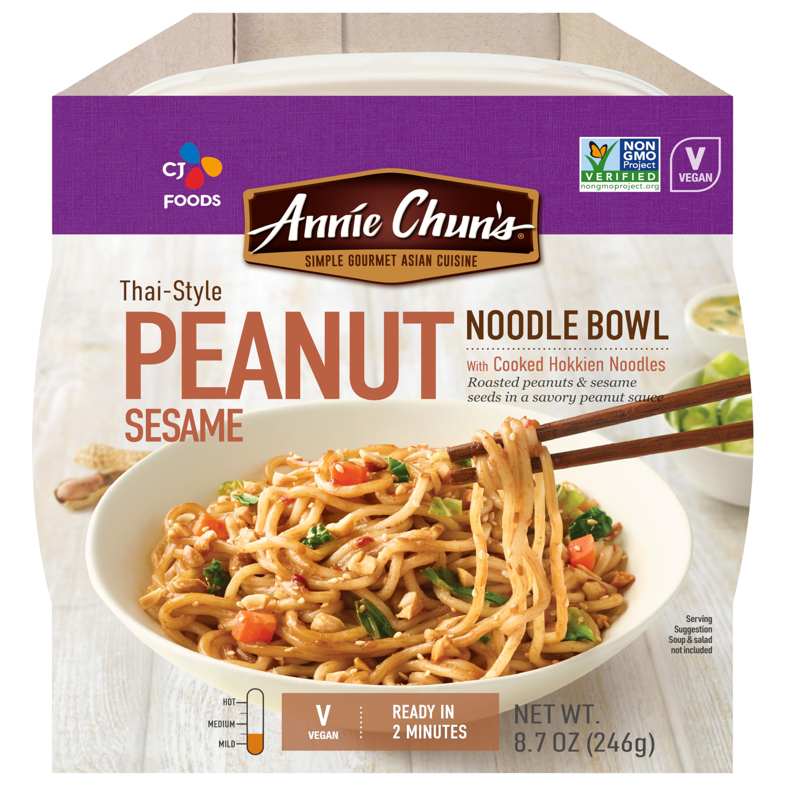 Annie Chun's Noodle Bowl, Thai-Style Peanut Sesame, Vegan, Non-GMO, 8.7-oz (Pack of 6)