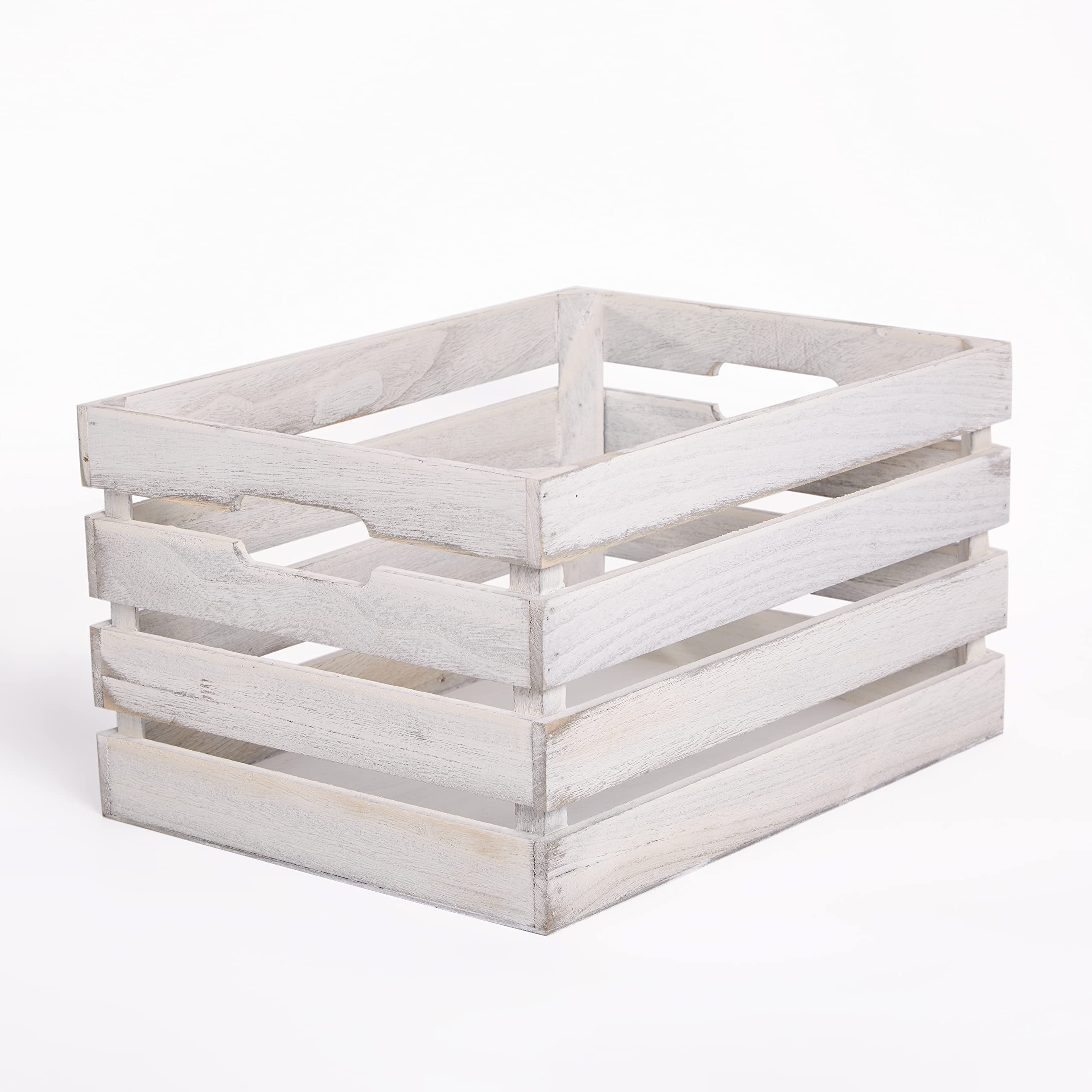 Wickerfield White Wash Wooden Fruit Apple Crate Shelf Basket Storage Box Shop Display Christmas Hampers (, Extra Large)