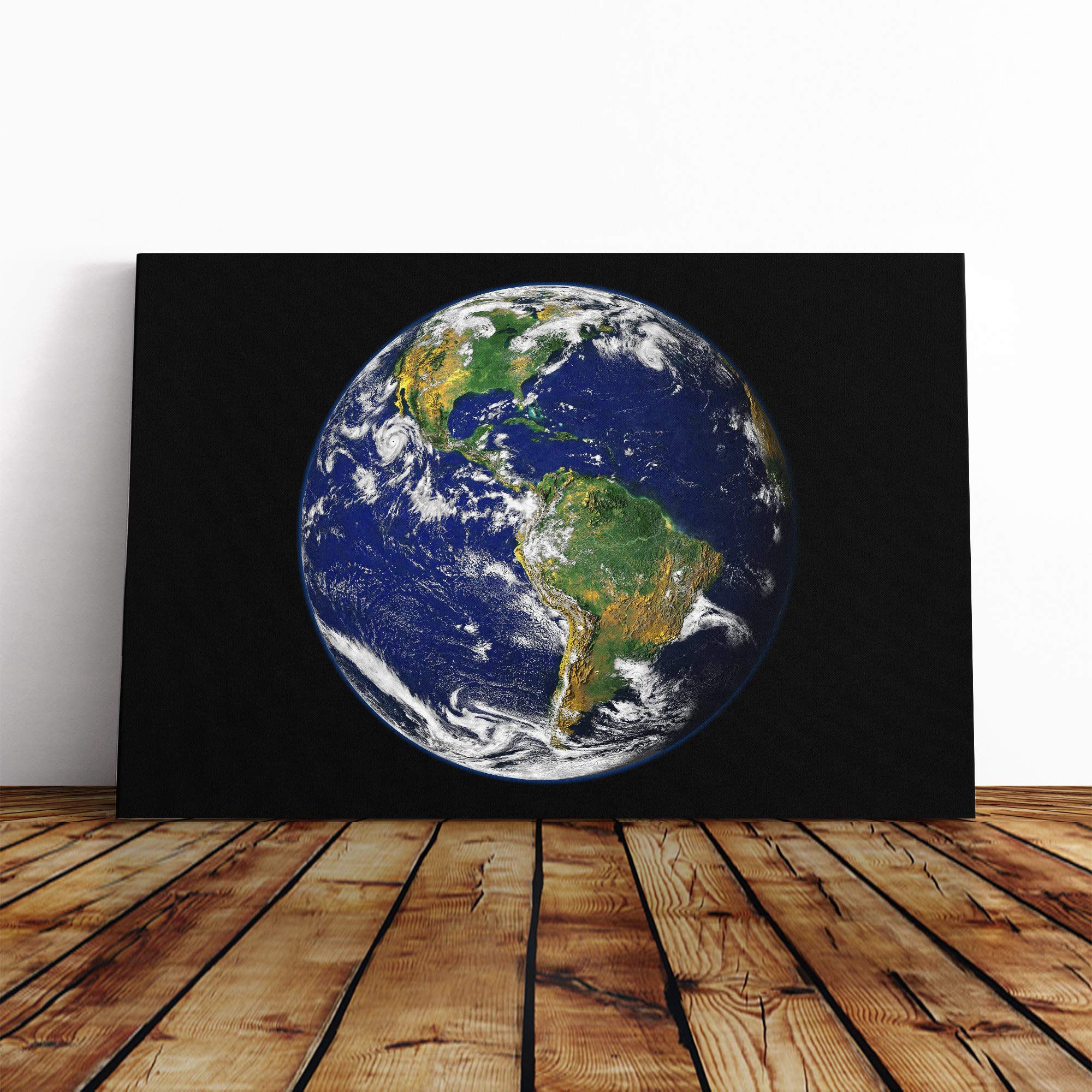 Earth from Space (8) Canvas Print | Gallery Wrapped 30mm Frame Wall Art | 24x16 inches | Ready to Hang | Modern Space Picture | Living Room Bedroom Lounge Office
