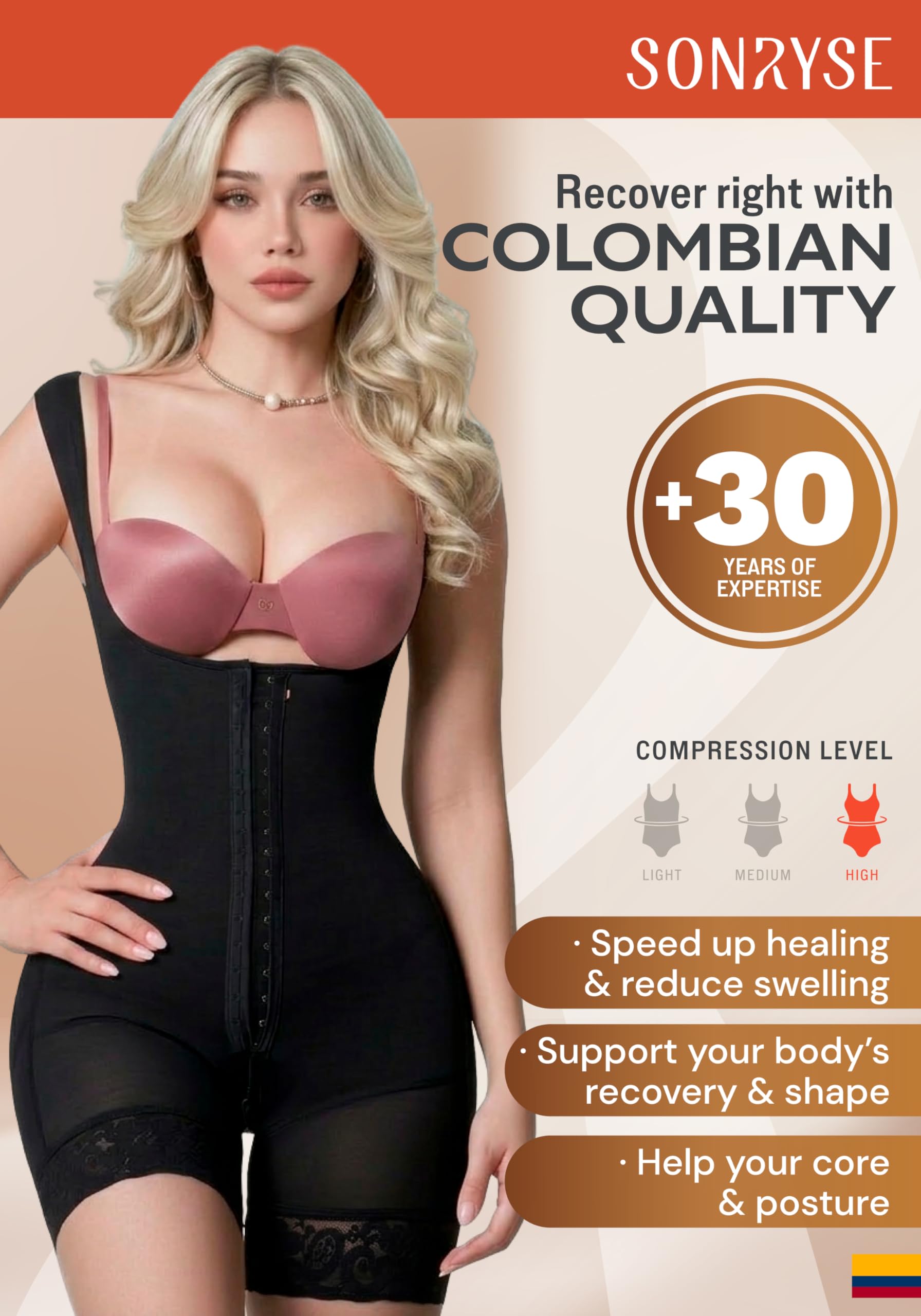 Sonryse 066BF Body Guaina Contenitivo Modellante Pancera Donna Pancera Postparto