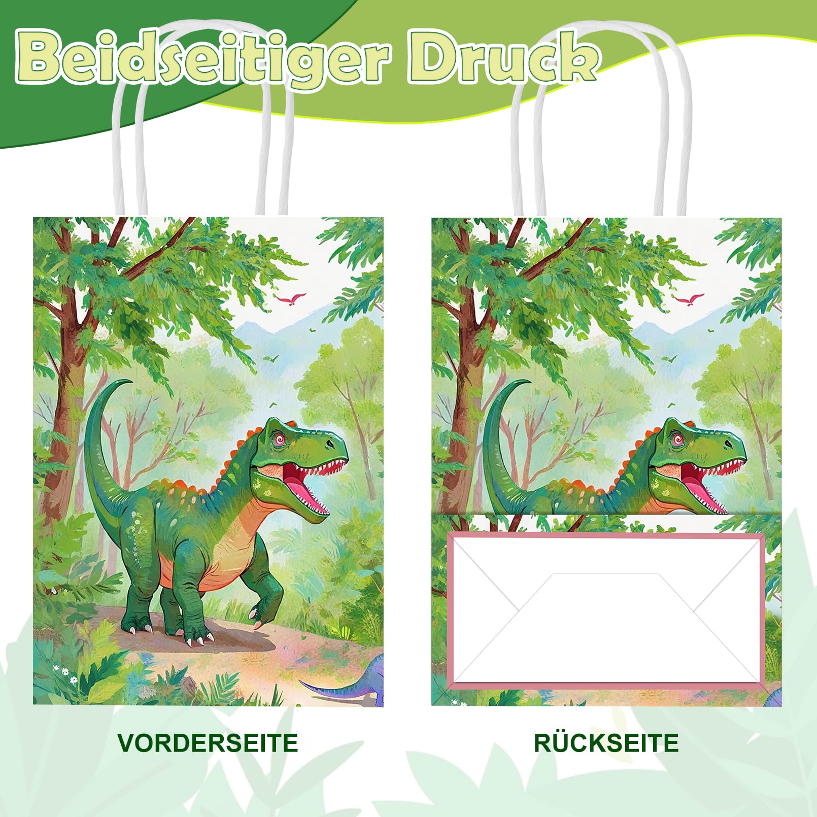 EXTRAPINS 24 sacchetti regalo con dinosauro, sacchetti regalo di compleanno, dinosauro, sacchetti regalo per bambini, Natale, Natale (15 x 8 x 21 cm, 6 diversi motivi)