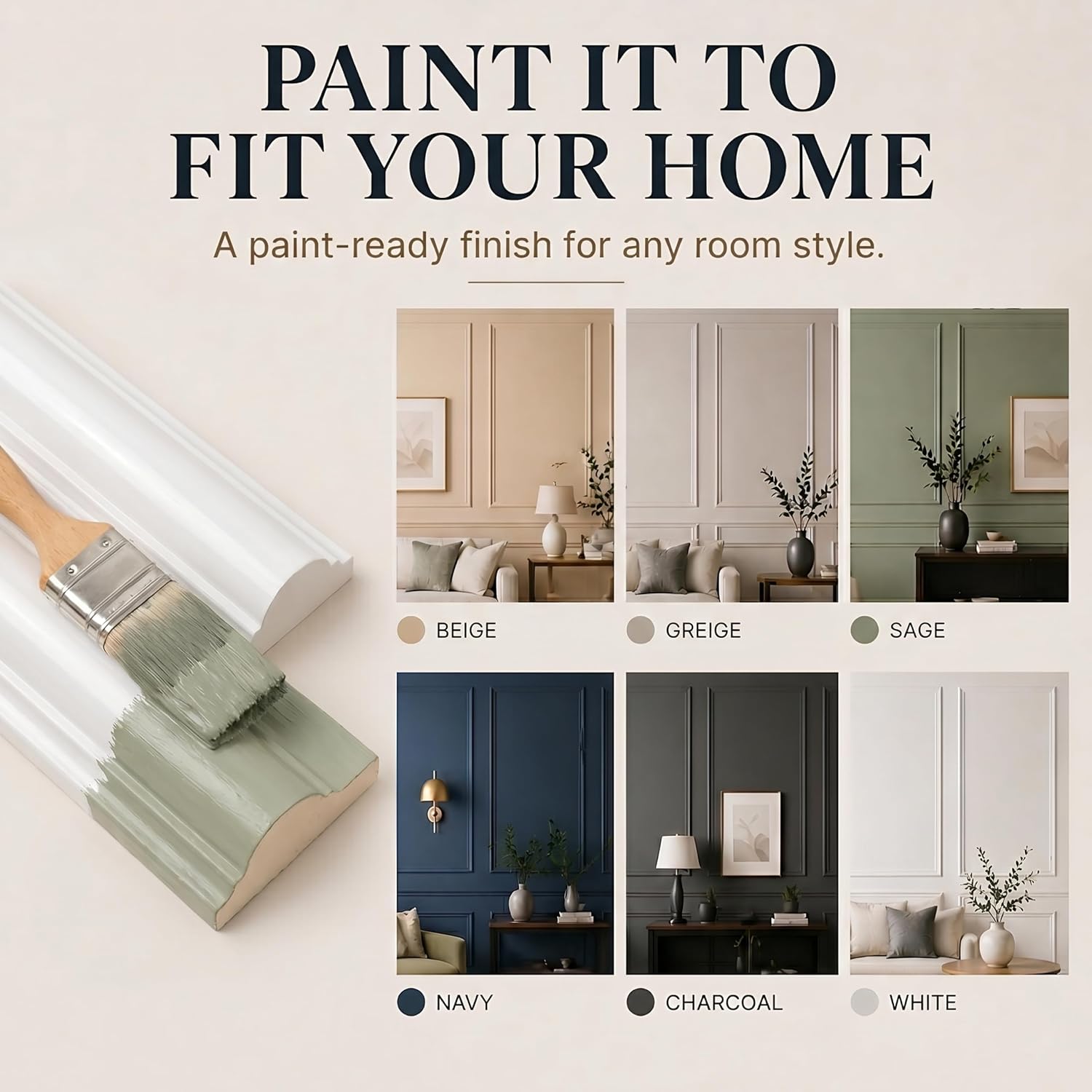 Pre-Cut Paintable Wall Molding Kit, 3 Set Accent Wall Panels (24"x 24")