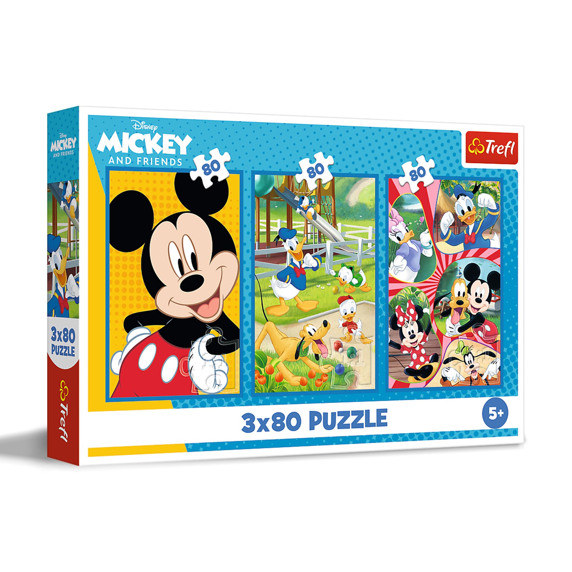Trefl - Puzzle 3en1: Disney, La pandilla del ratón Mickey - 3 x 80