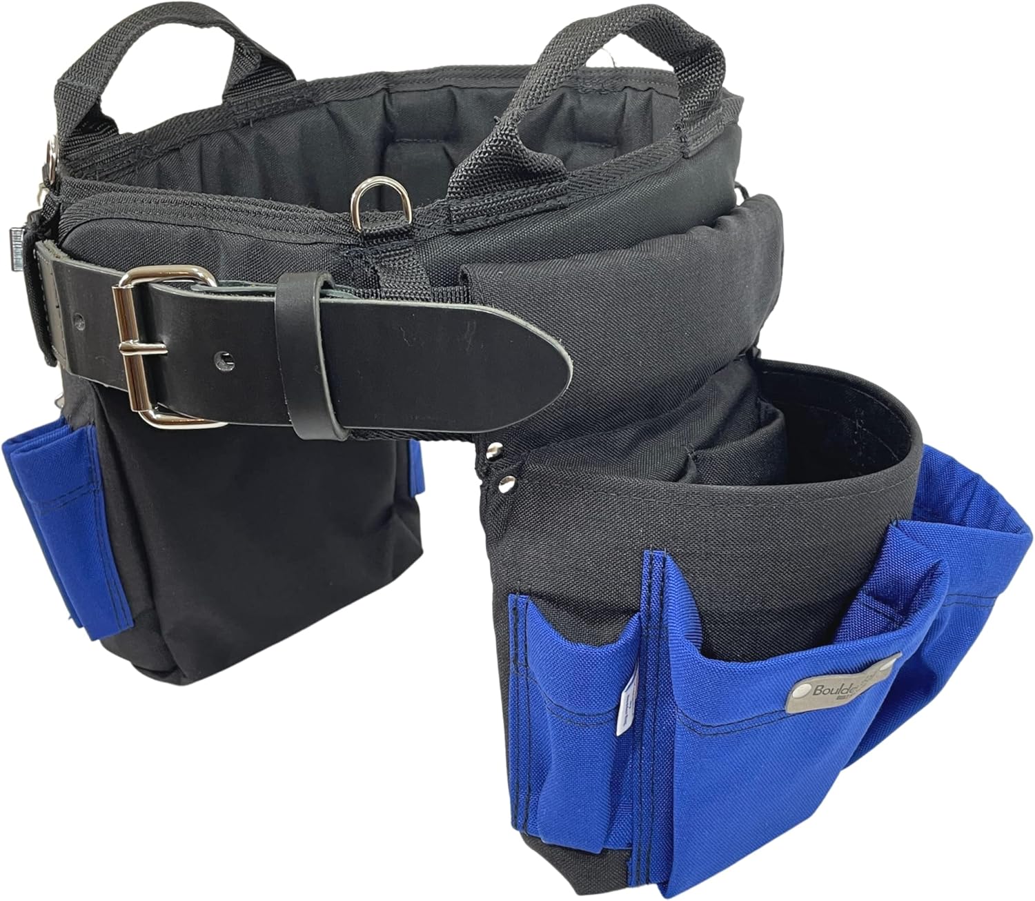 BOULDER BAG Professional Electrician's MAX Combo with Comfort Back Support Tool Belt, Leather Belt Buckle, Heavy Duty Work Belt, Blue, (2XL, 43-48 Inch Waist), Made in USA