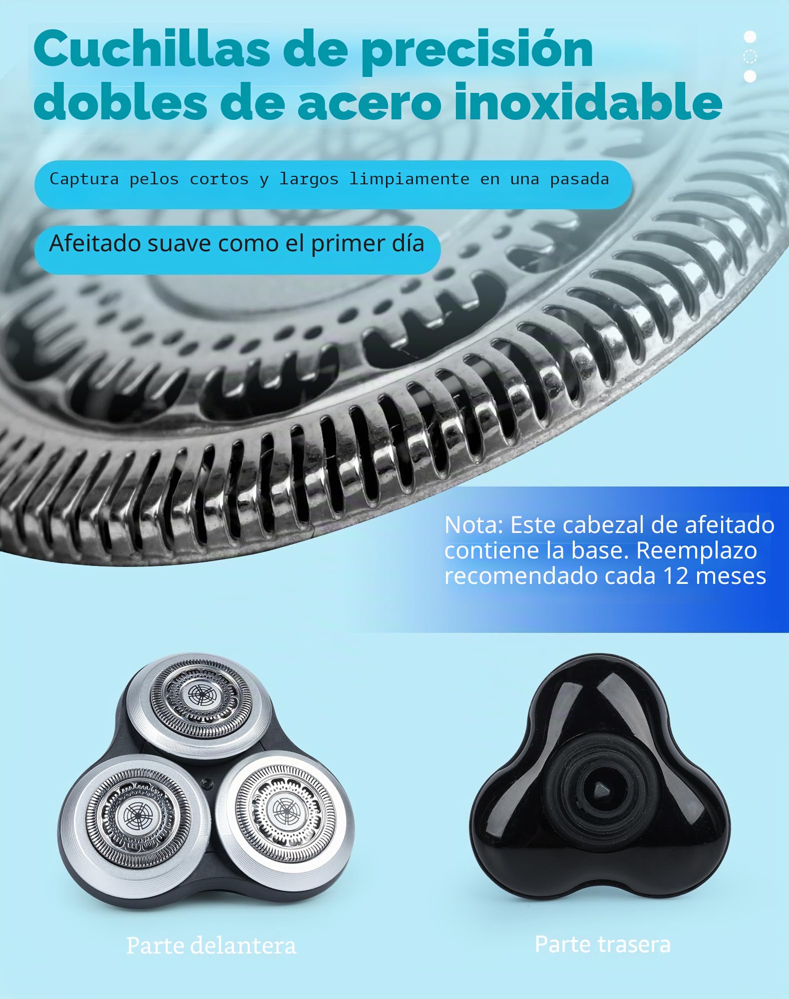 Cabezal de afeitar compatible con Philips Series 9000 (S9000 S9911 S9731 S9711 S9511 S9511 S9522 S9111 S9031 S9988), cabezal de repuesto con cabezal de afeitar base, precisión