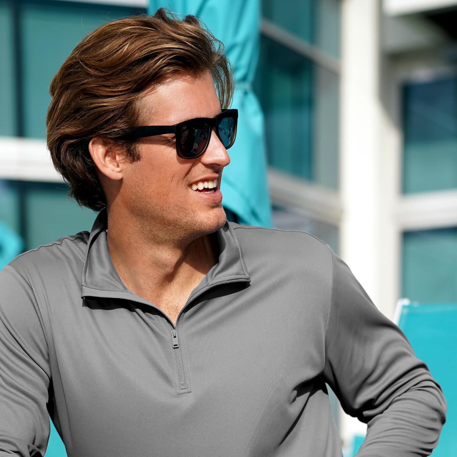 Reel Life Men's Jax Beach - Quarter-Zip Long Sleeve, Sun Shirts for Men, UPF 50+, Quick-Dry, Lightweight UV Shirts for Men