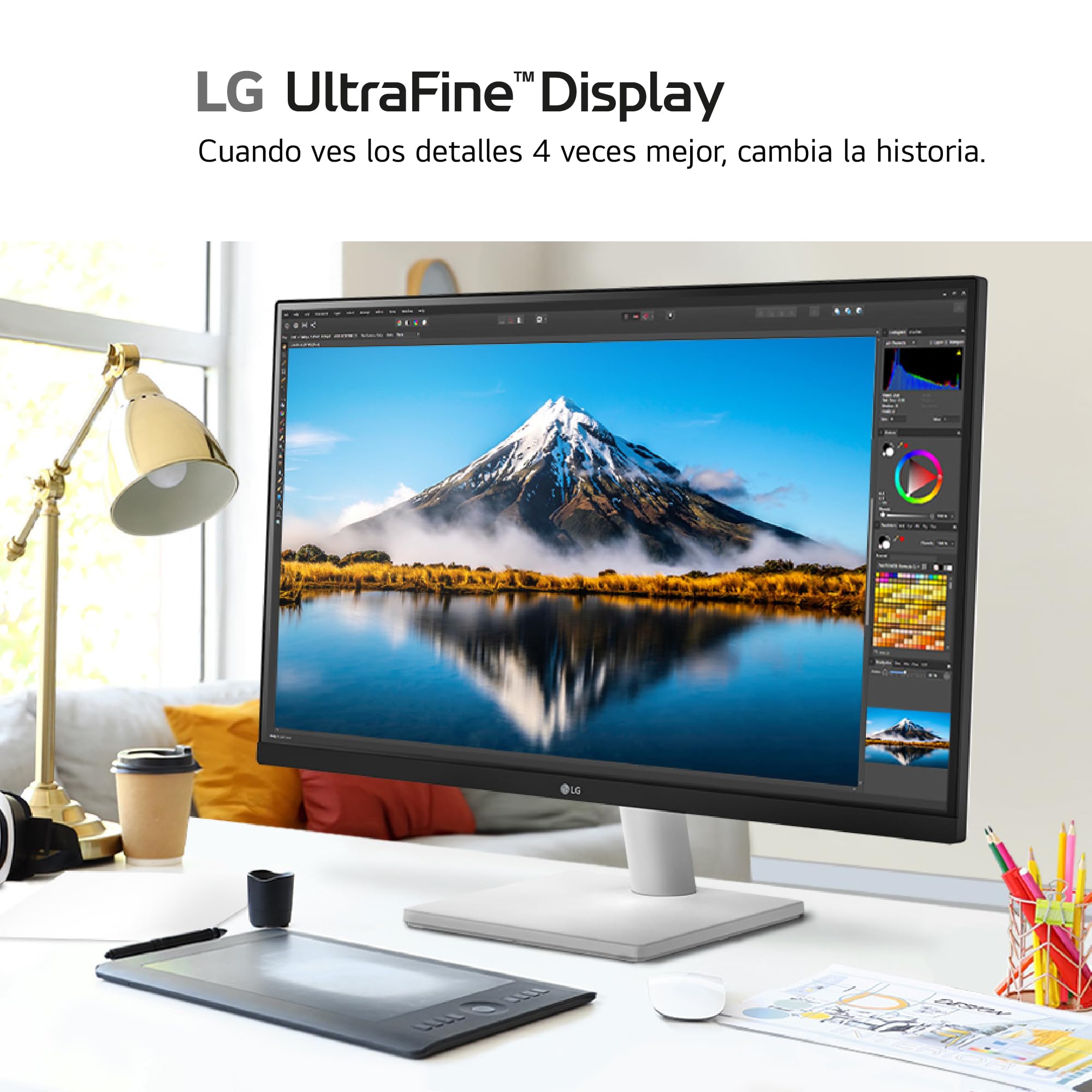 LG 27US500-W - Monitor 4K UltraHD 27", Panel IPS 3840x2160 (16:9), HDR10, Super Resolution+, DCI-P3 90%, 2× HDMI 2.0 y DisplayPort 1.4, 60 Hz, 5 ms, Inclinación Ajustable, Blanco
