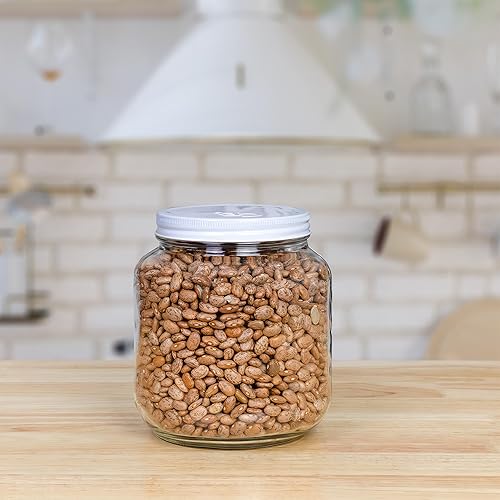 Miniatura 2 de Cornucopia Brands Tarro de vidrio transparente de boca ancha de 64 onzas, libre de BPA de grado alimenticio con tapa de metal (medio galón); tarro