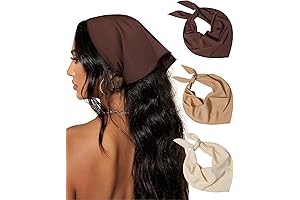 3Pcs Solid Color Bandana Chiffon Head Kerchief for Women