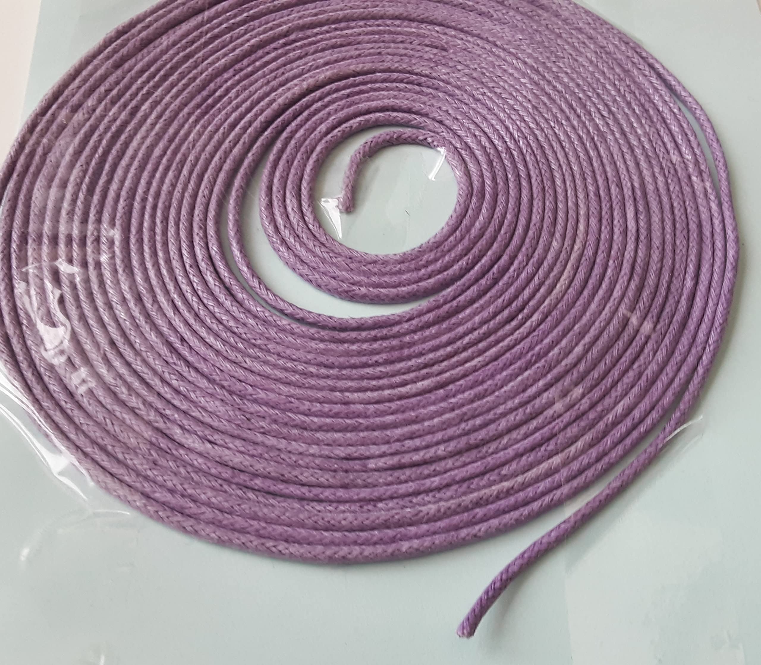 2mm Waxed Cotton Cord 3m Craft Jewellery Bracelet Making (Lilac)