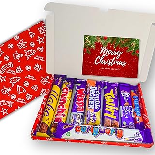 Christmas Chocolate Gift Box - 8 Full-Size Assorted Chocolate Bars - Festive Hamper, Ideal Stocking Filler, Secret Santa, Gift for Him, Her, and Kids - Perfect Holiday Treats for All Occasions