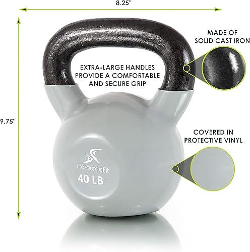 Miniatura 2 de ProsourceFit Pesas rusas de hierro fundido recubiertas de vinilo para entrenamientos de fitness de cuerpo completo