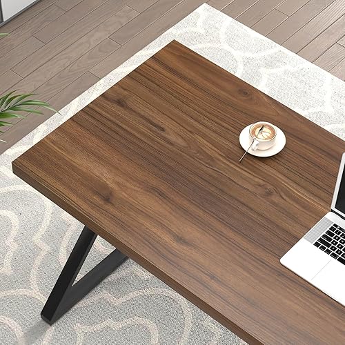 Miniatura 5 de FOLUBAN Escritorio de oficina en casa, mesa de trabajo moderna de madera y metal, escritorio industrial para computadora para dormitorio, sala de