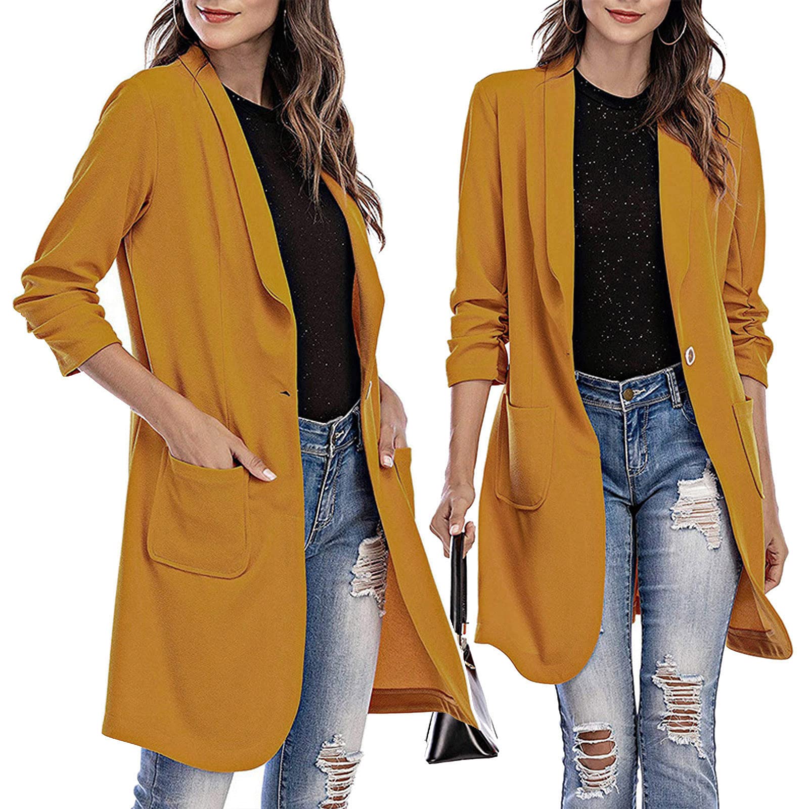 Langer Blazer für Damen, schick und elegant – Übergangsjacke für Damen