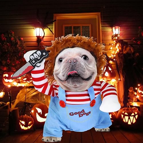 Miniatura 7 de Disfraz de Halloween para perro, muñeca mortal de mascota, disfraz divertido para perro, ropa de disfraz de Halloween para perros pequeños,