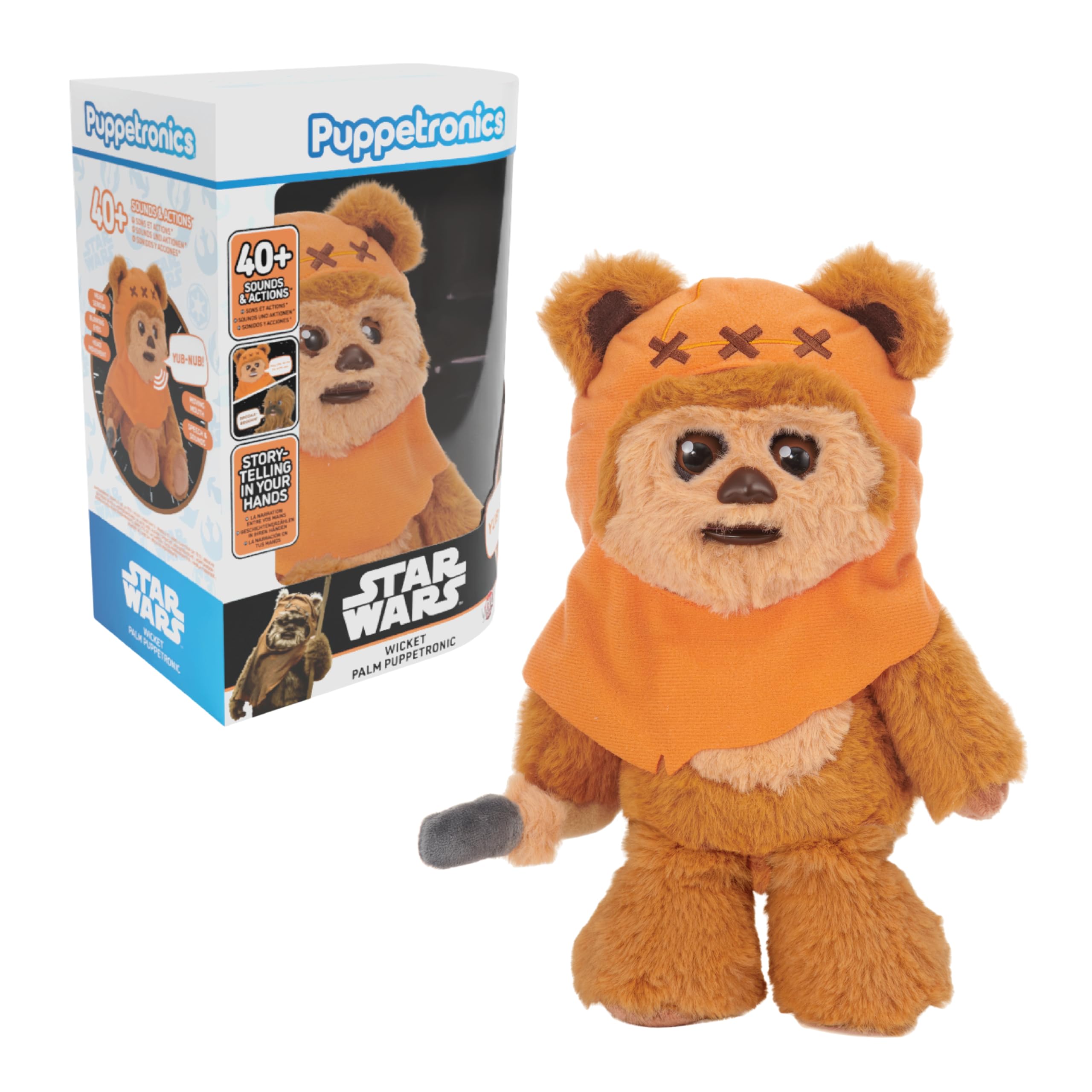 WOW! STUFF Star Wars Wicket Palm Puppetronic |Brought to life in the palm of your hand|Interactive Ewok Puppet with 40+ Sounds & Actions | Realistic Movement | Officially Licensed Star Wars Toy