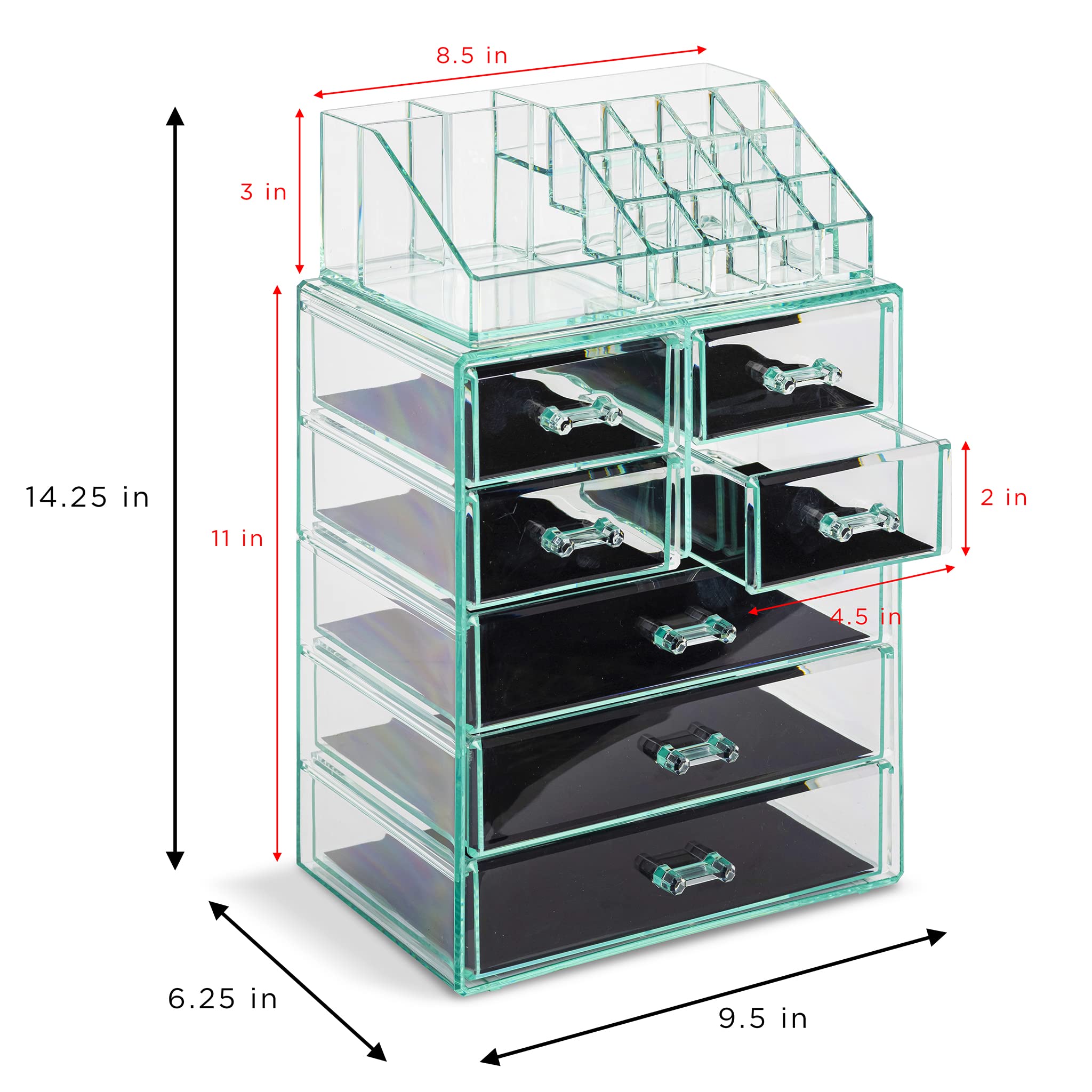 Sorbus Acrylic Makeup Organizer with Drawers and Top Compartment