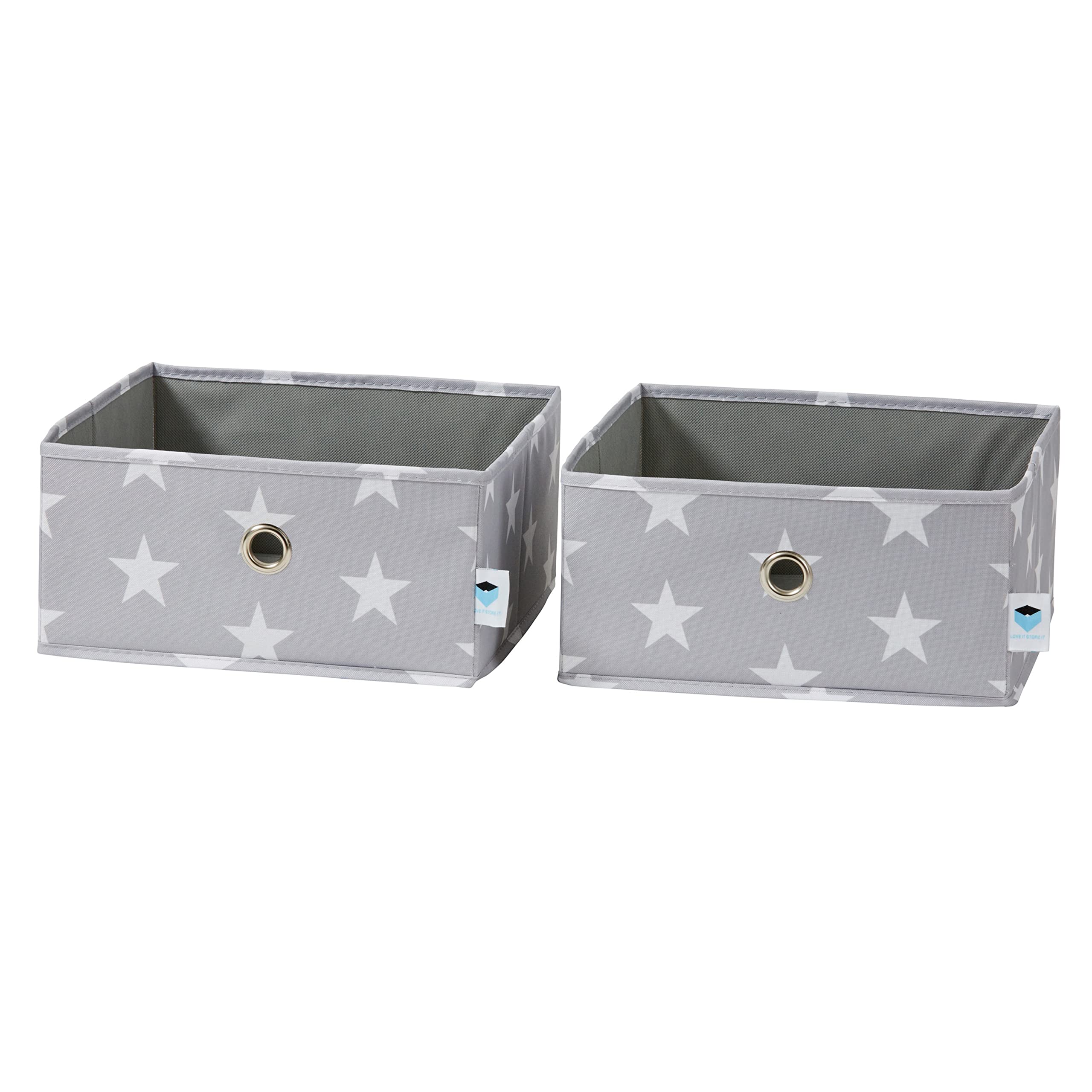 LOVE IT STORE IT Drawer Organiser System 2-Piece - Organiser for Wardrobe - Set of Two Large Boxes - Reinforced with Cardboard - Grey with Stars - 30 x 30 x 15 cm