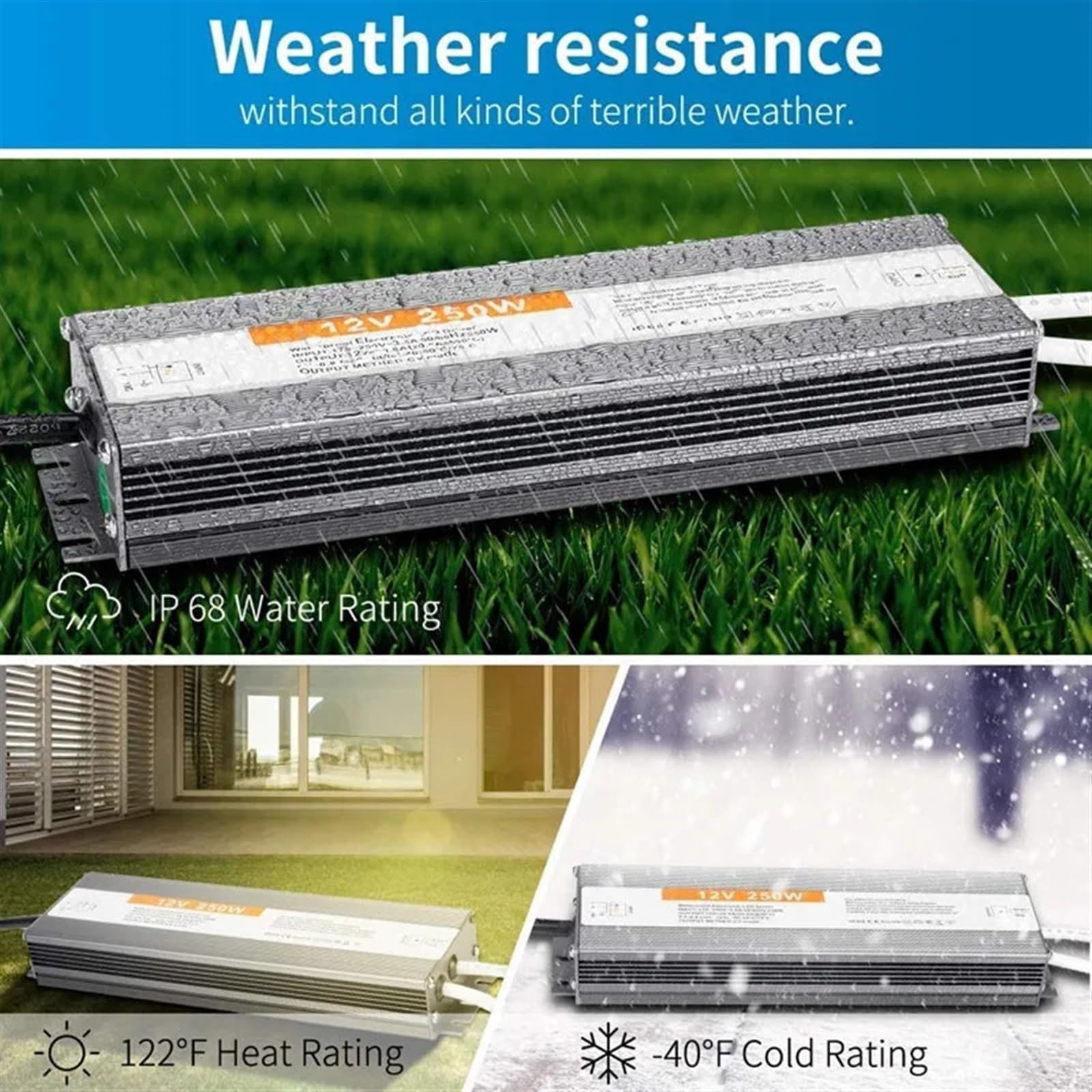 IVYARD Wodoszczelny zasilacz impulsowy AC 220 V DC 12 V 24 V LED adapter sterownika 60 W 100 W 200 W 300 W 400 W 12 V do taśmy świetlnej LED (rozmiar: 12 V, kolor: 10 W)